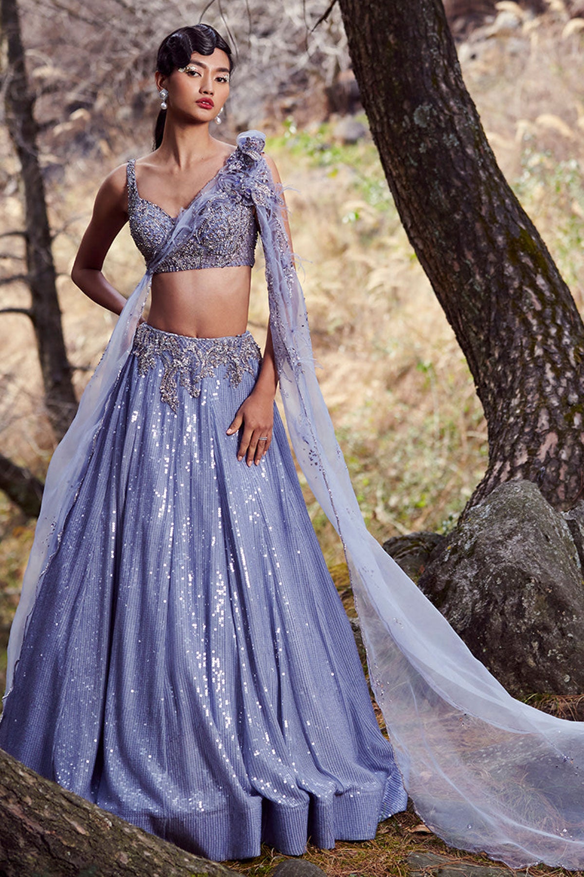 "Carmine" Chiffon Lehenga Set