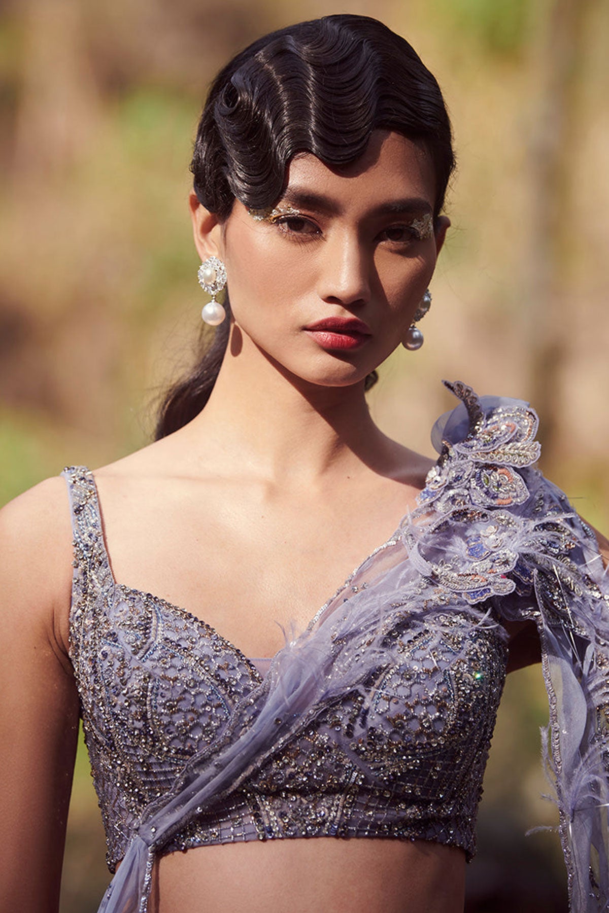 "Carmine" Chiffon Lehenga Set