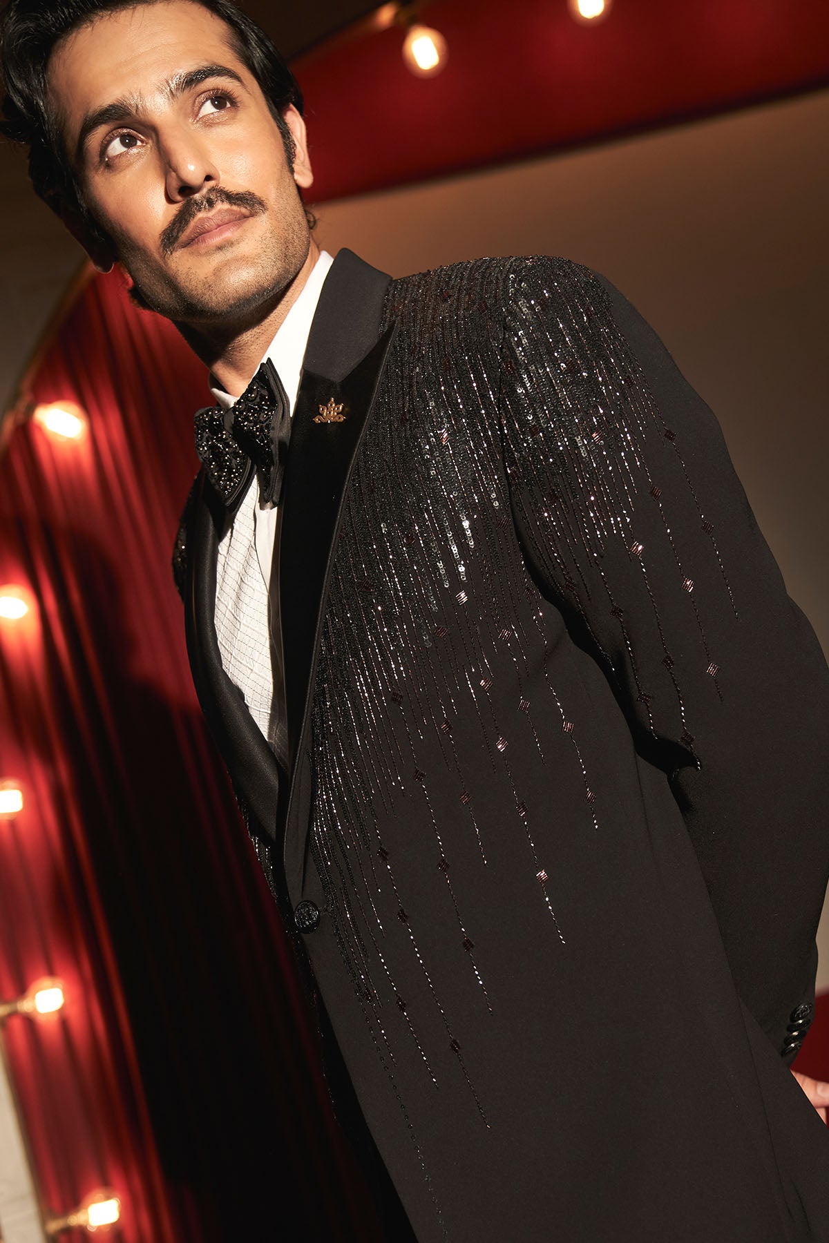 Noir Cascade Embroidered Tuxedo Set