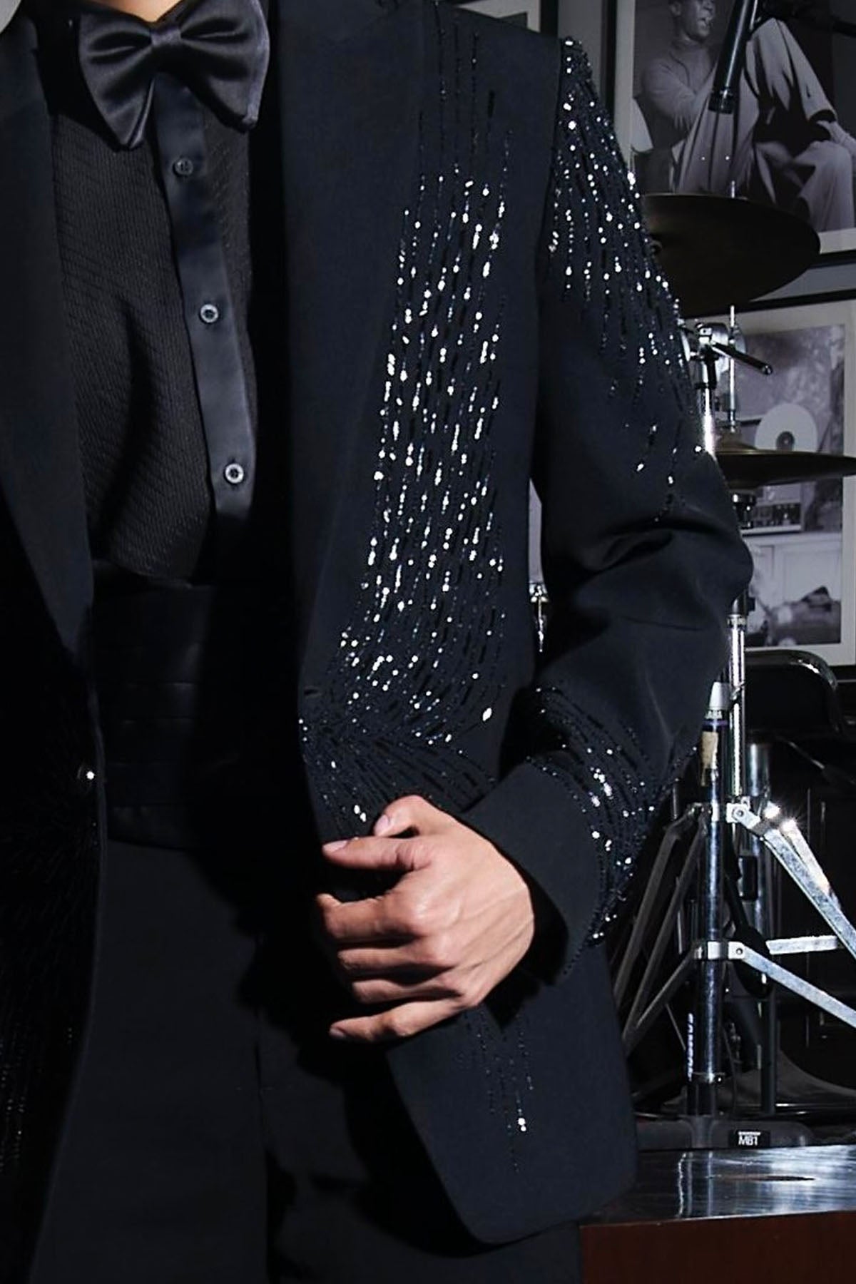 Noir Butterfly Embroidered Tuxedo Set