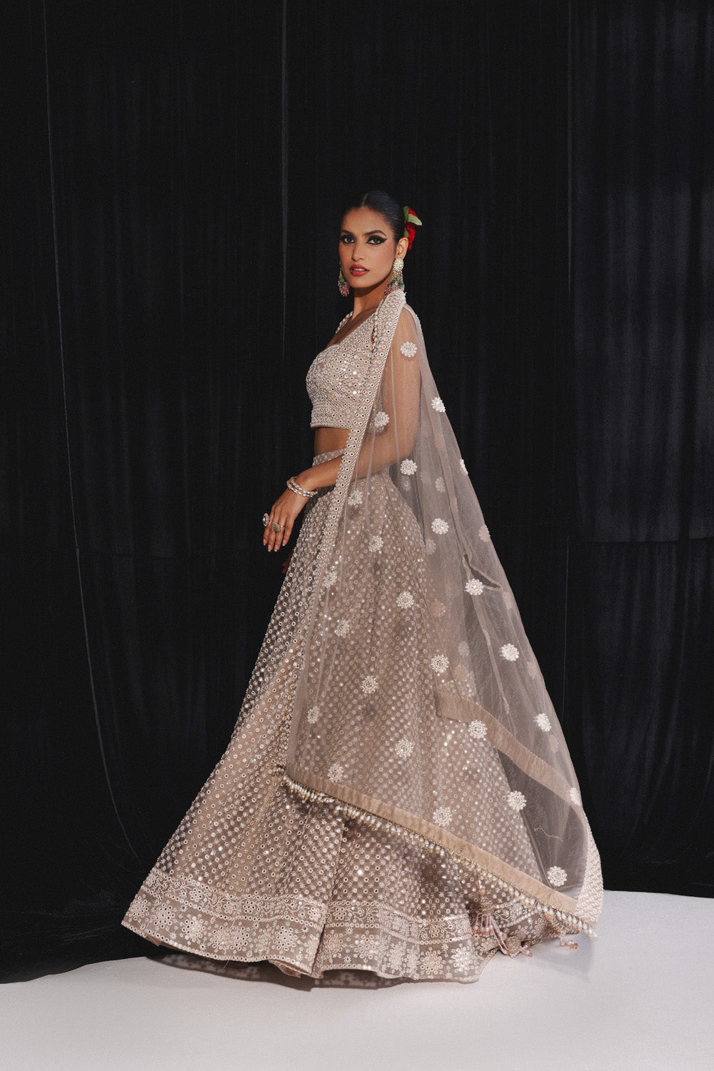 MIRRORWORK AND BEADWORK LEHENGA SET