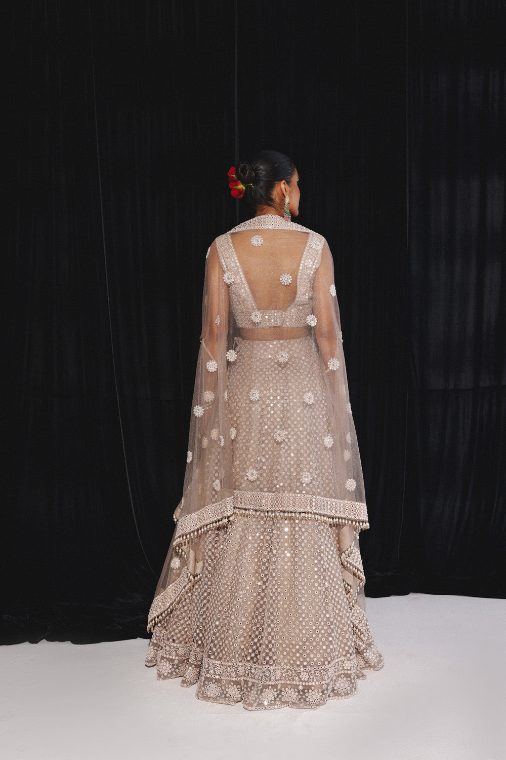 MIRRORWORK AND BEADWORK LEHENGA SET