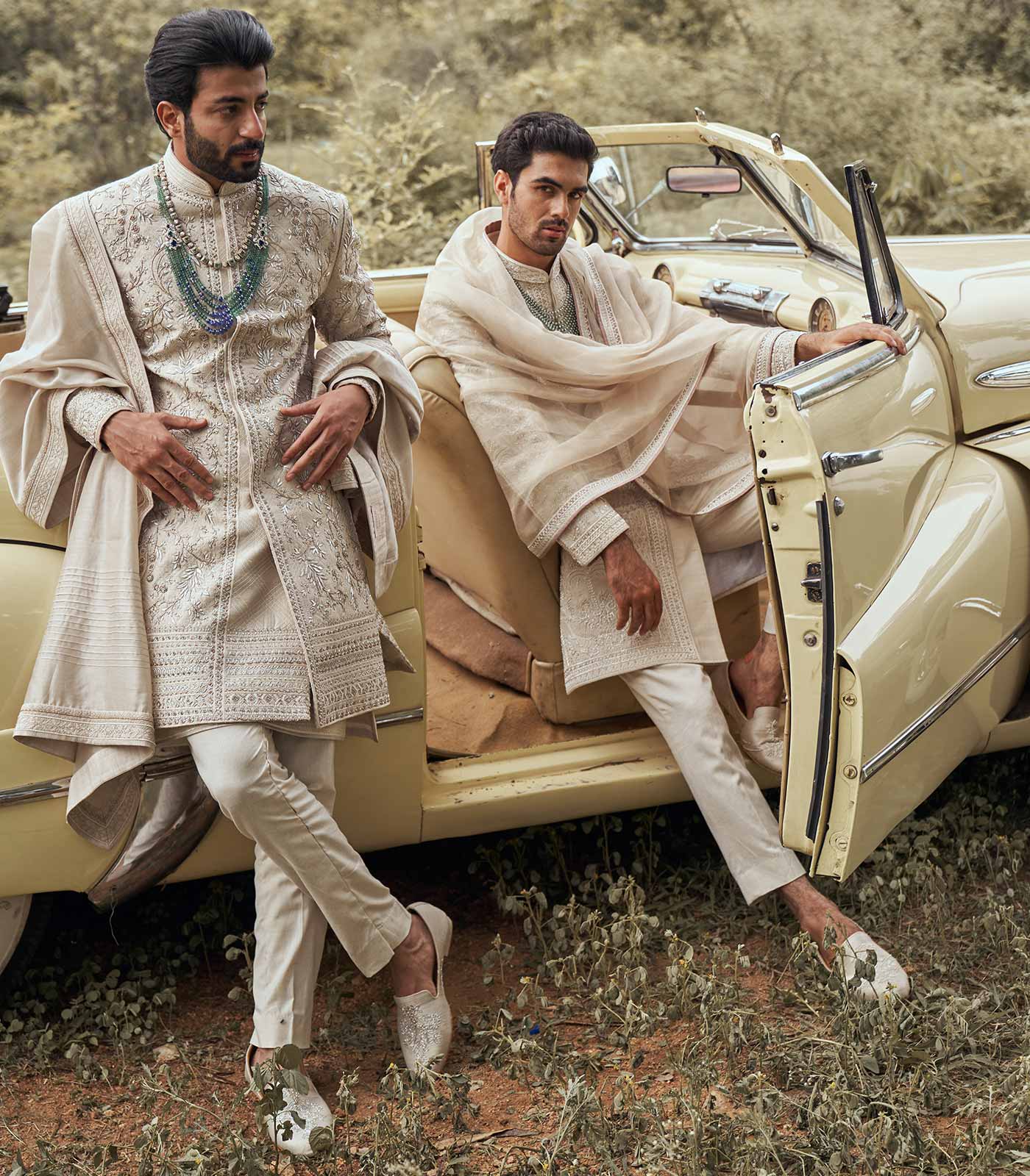 LEAF GEOMETRIC EMBROIDERED SHERWANI SET