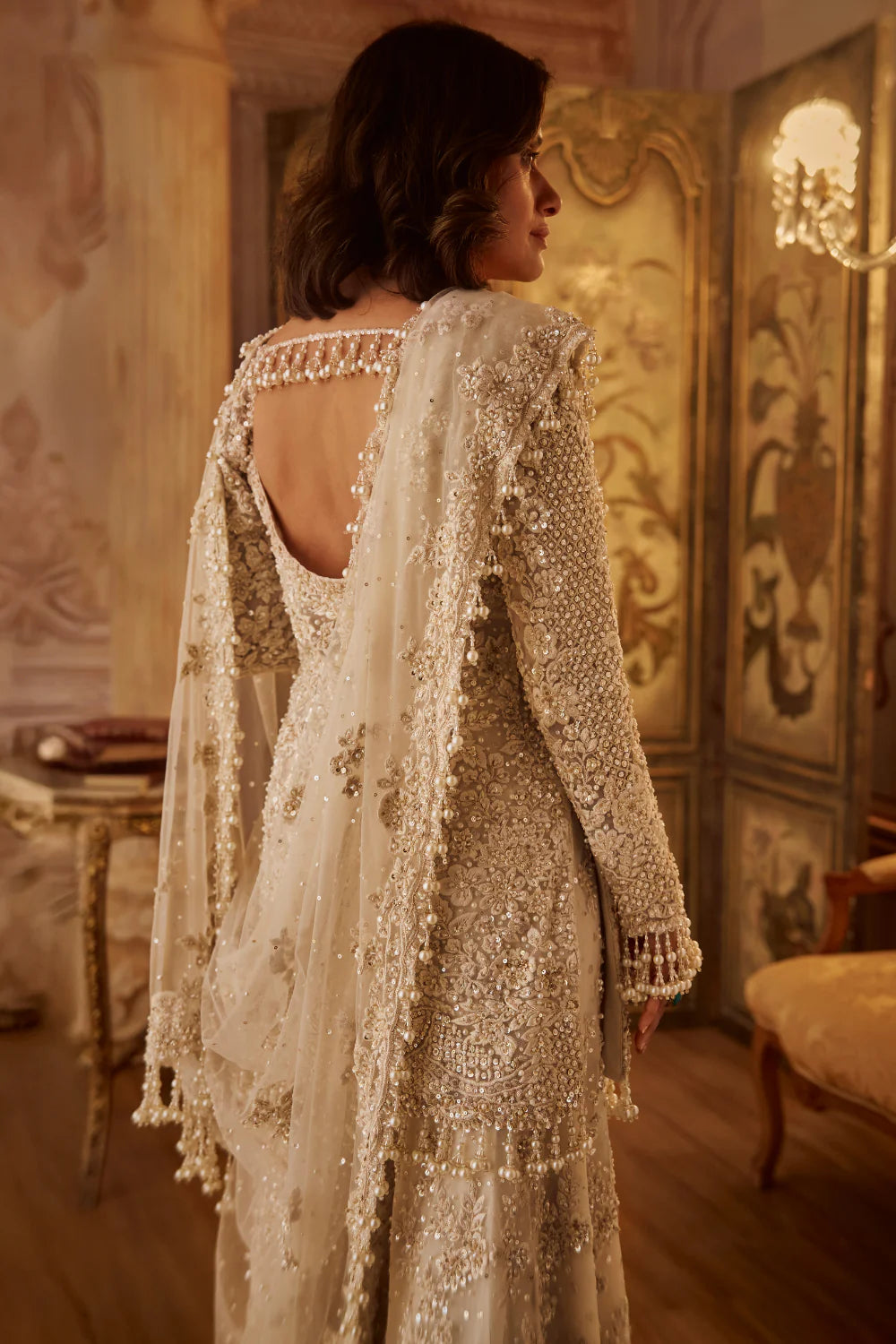 Ivory Pearl Sharara Set