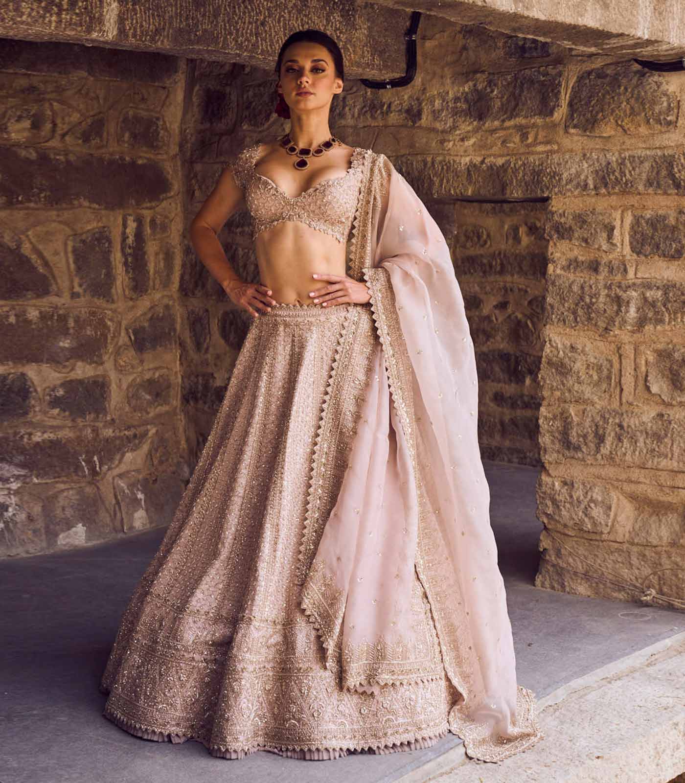 RIANNAH TEMPLE BORDER LEHENGA SET