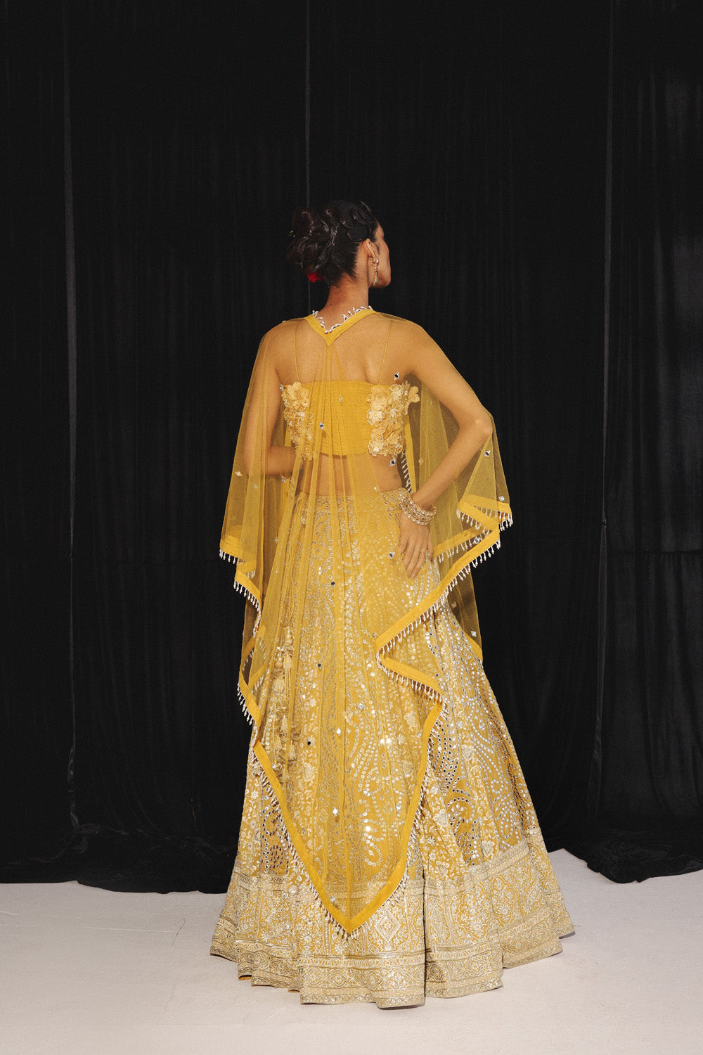 CHIKANKARI MIRRORWORK BOX PLEAT LEHENGA SET