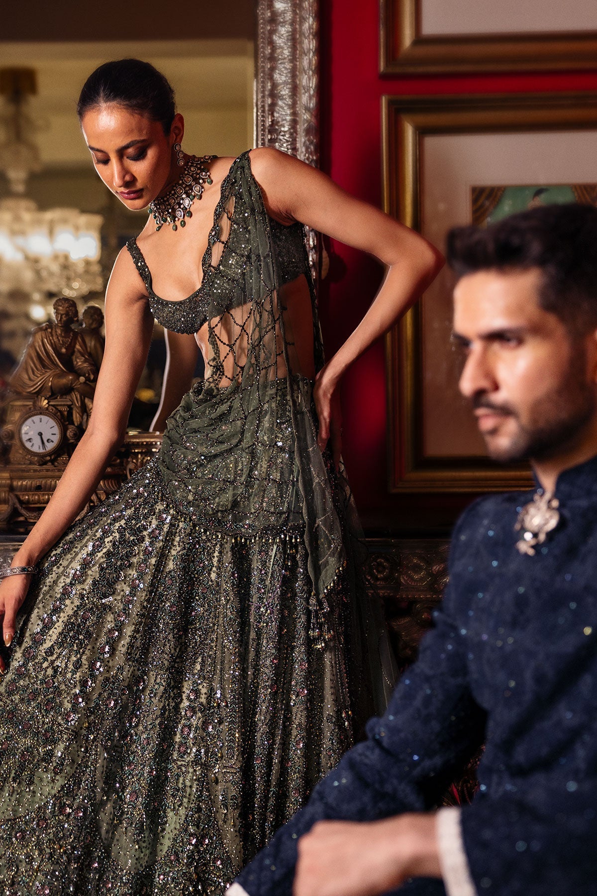 Mossaria Shimmer Cocktail Lehenga