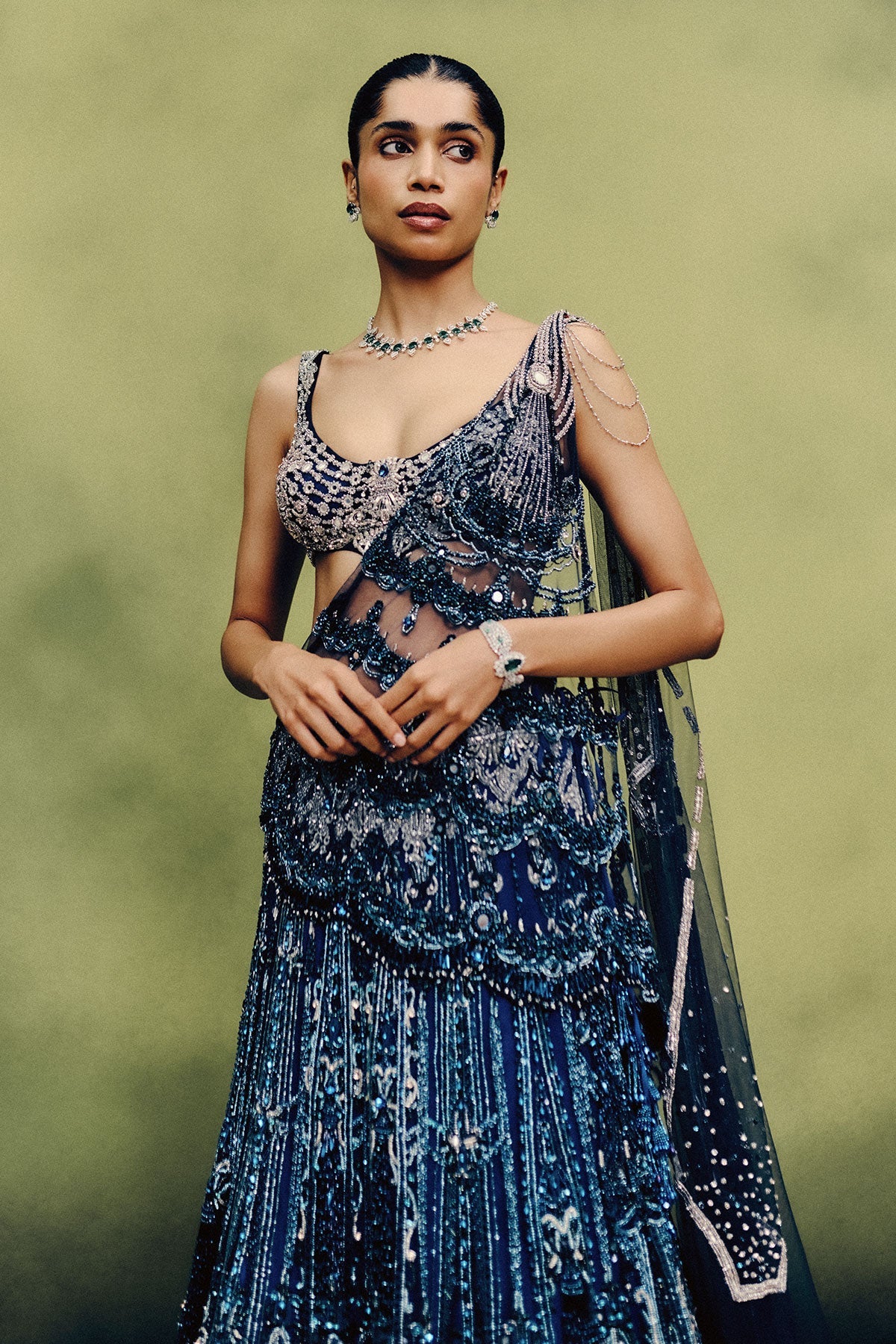 Oceanfire Cocktail Lehenga