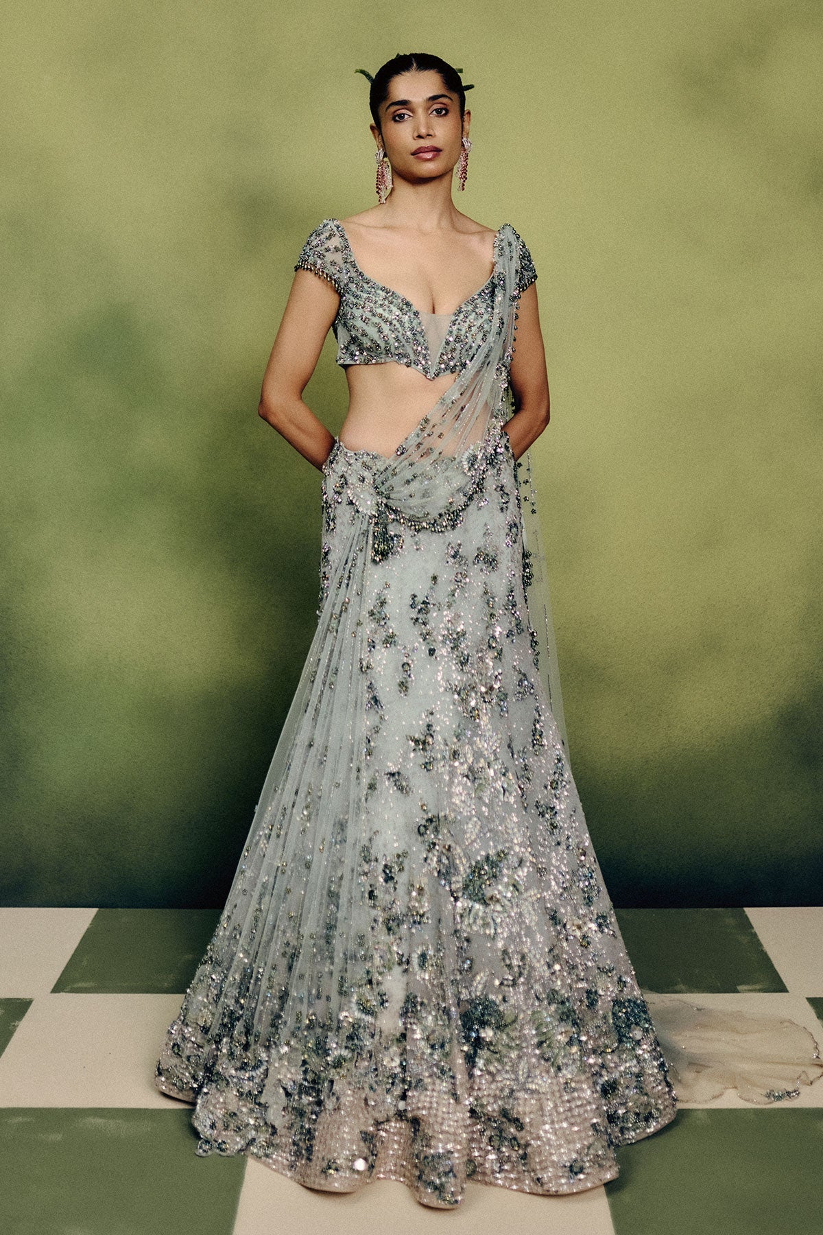 Elysian Mint Cocktail Lehenga