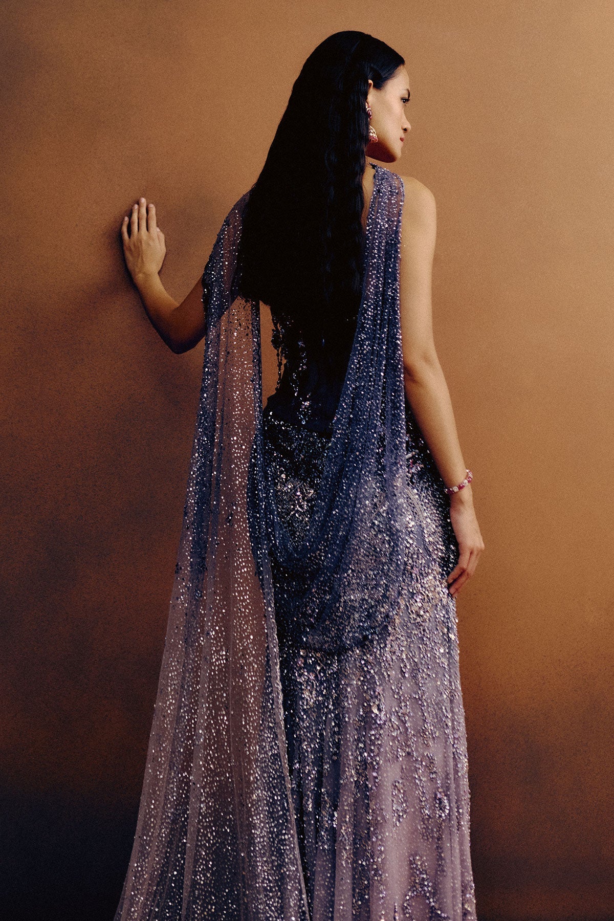 Améthyste Corset, Blouse & Skirt set with Dupatta