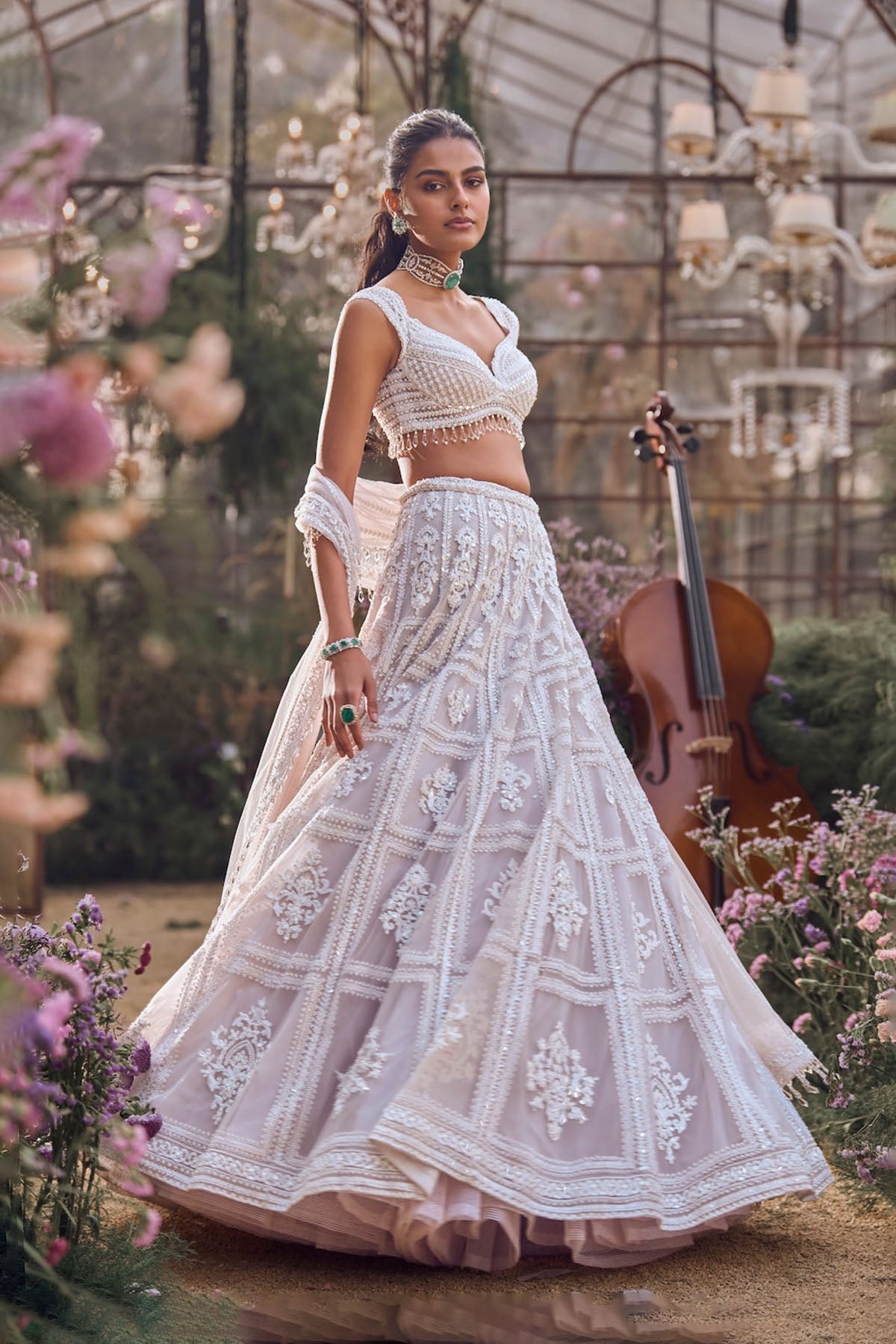 Ice Grey Pearl Lehenga Set