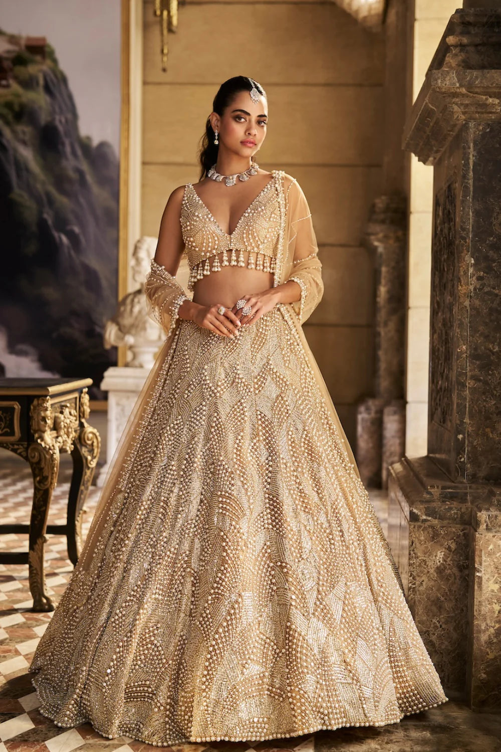 Nude Pearl Lehenga Set