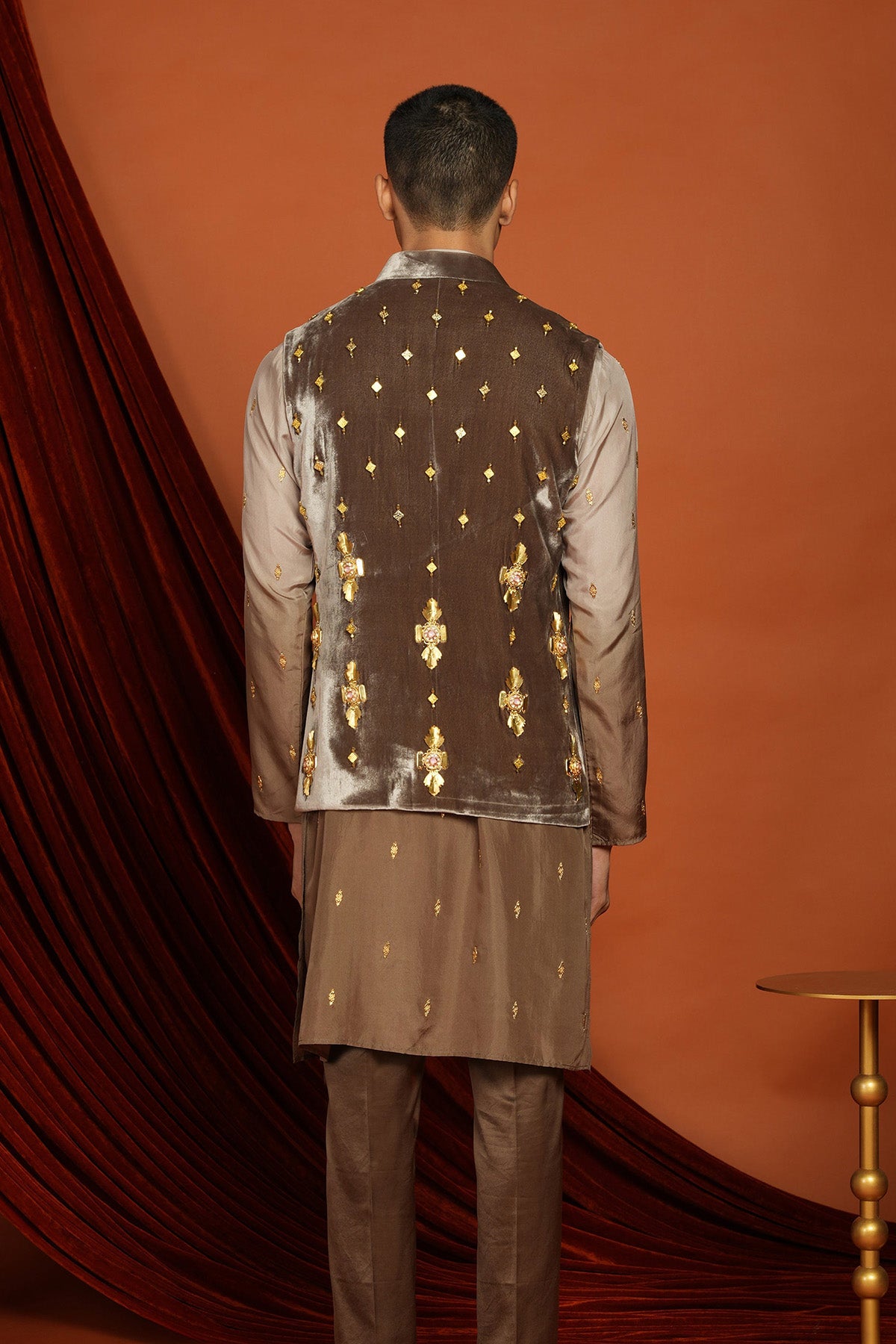 ASHER BROWN VEST JACKET SET