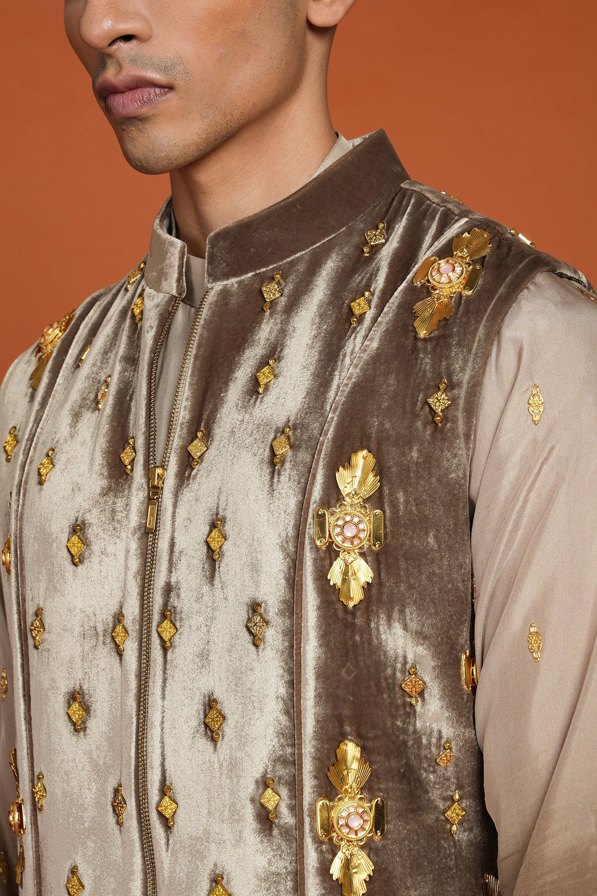 ASHER BROWN VEST JACKET SET