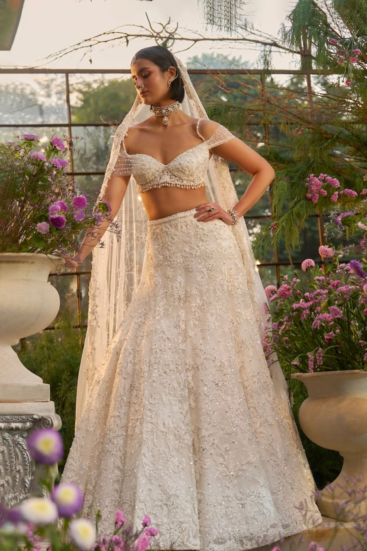 Ivory Floral Lehenga Set