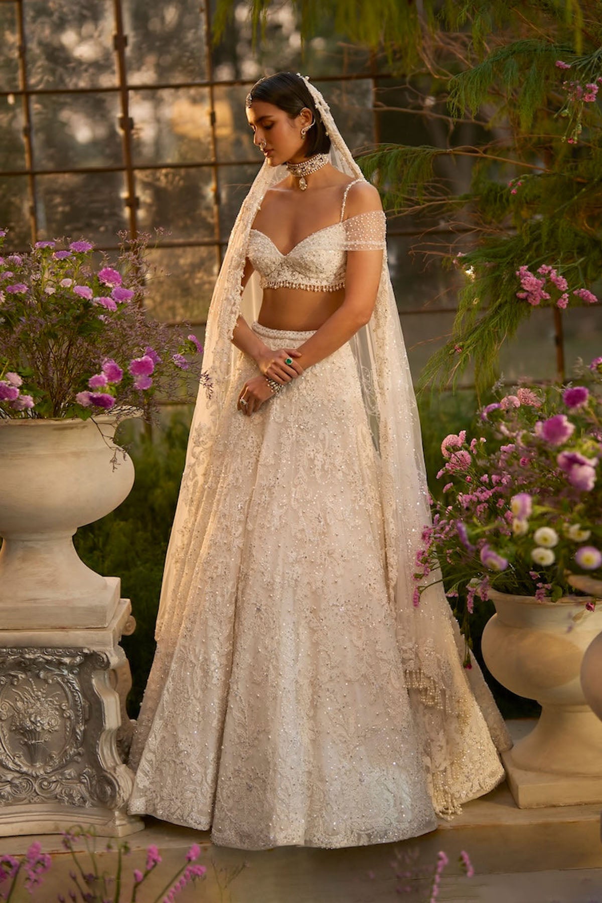 Ivory Floral Lehenga Set