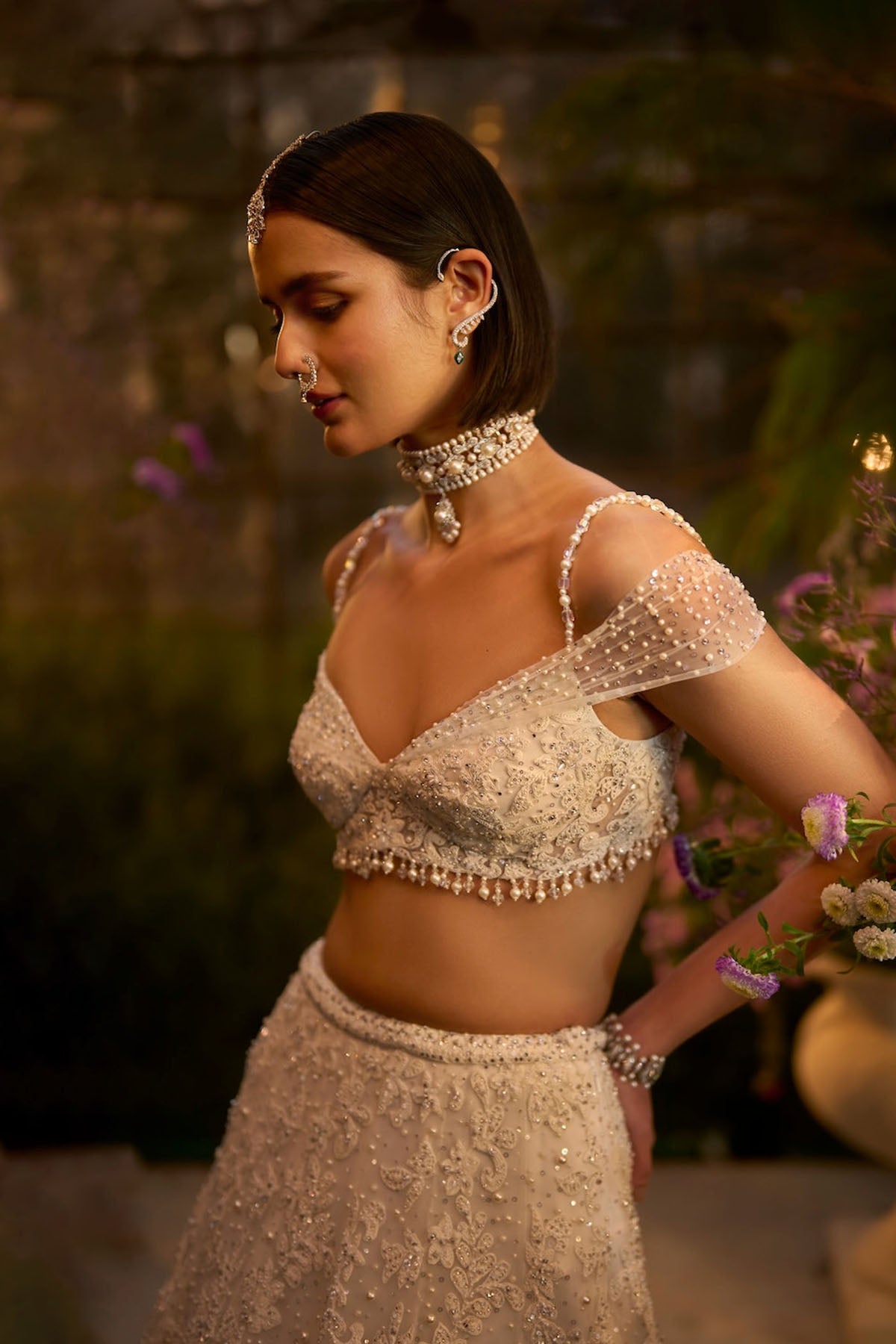 Ivory Floral Lehenga Set