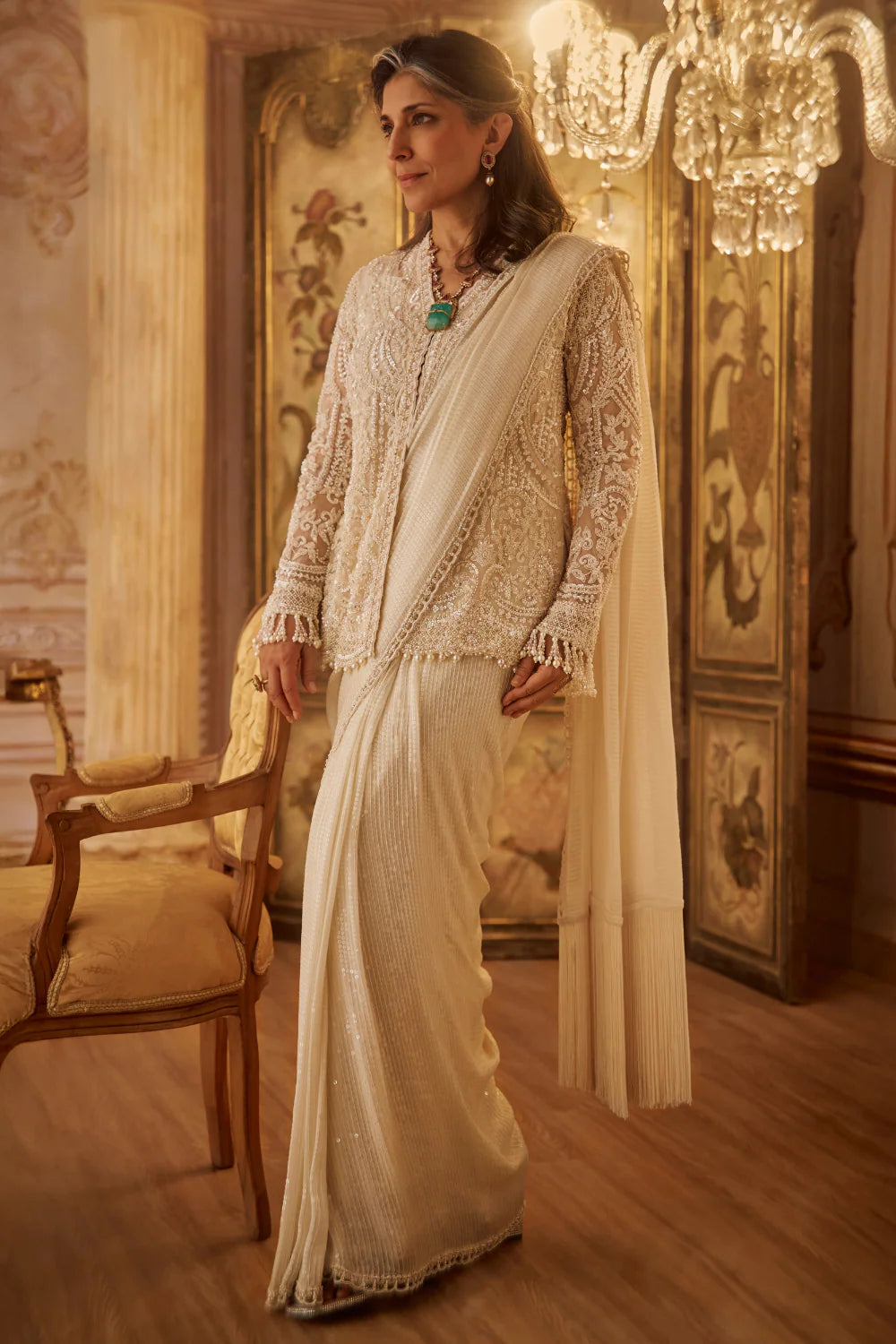 Pearl Jacket Saree Set