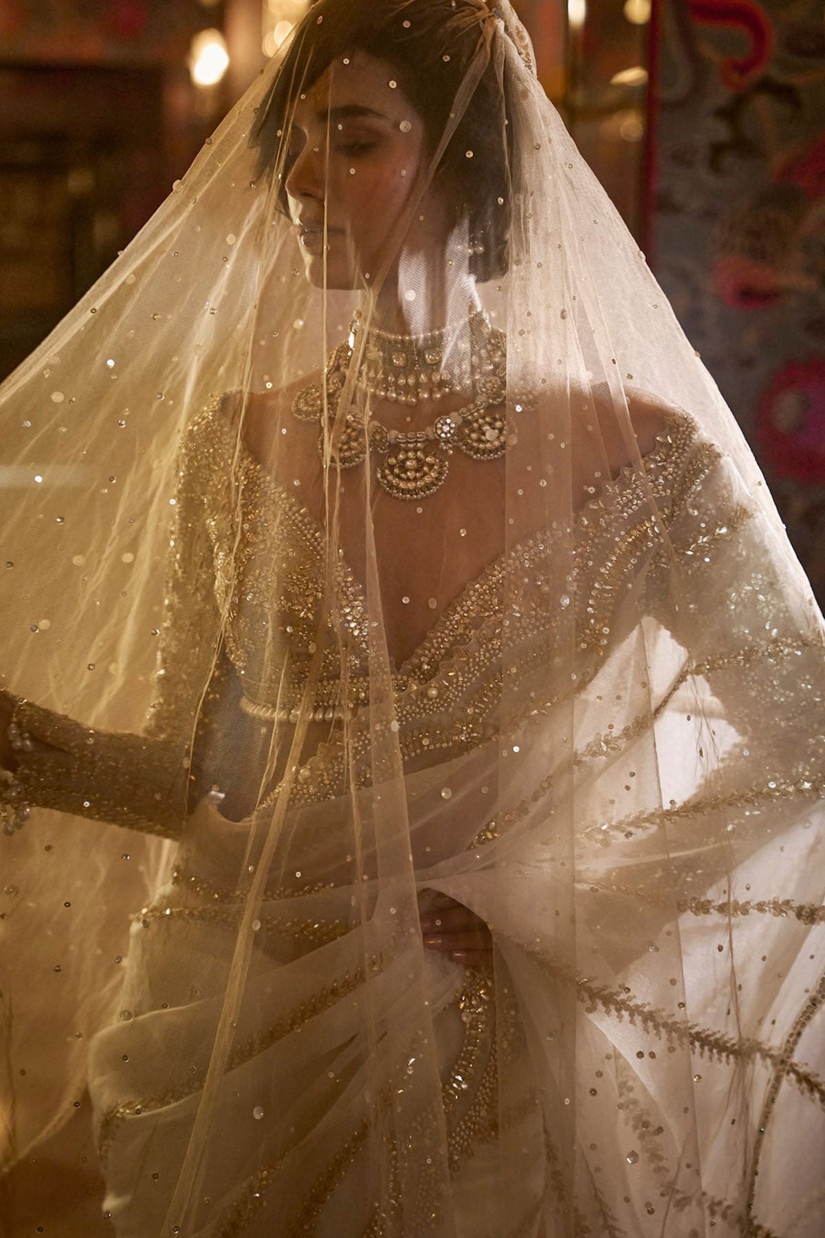 Ivory Gold Gota Patti Saree