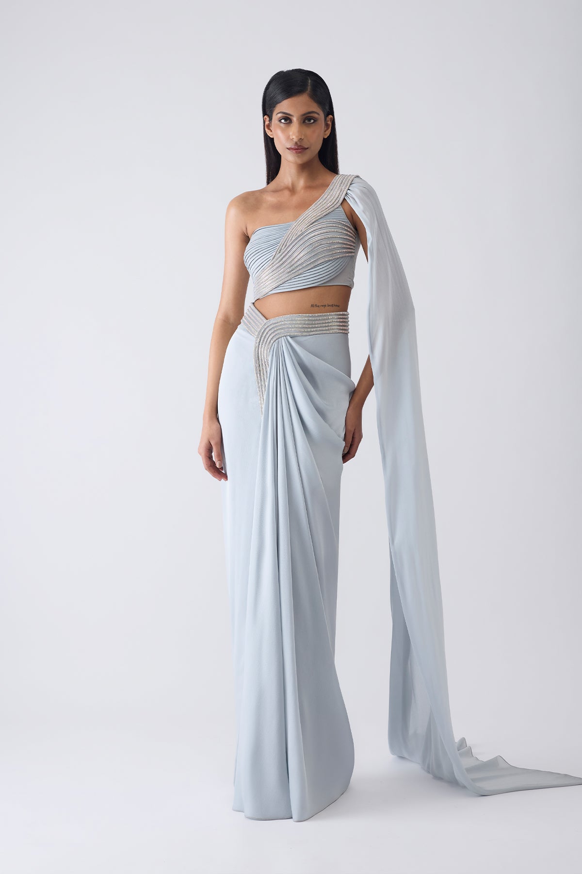 Moulded Crystalvein Top , Drape  And Skirt