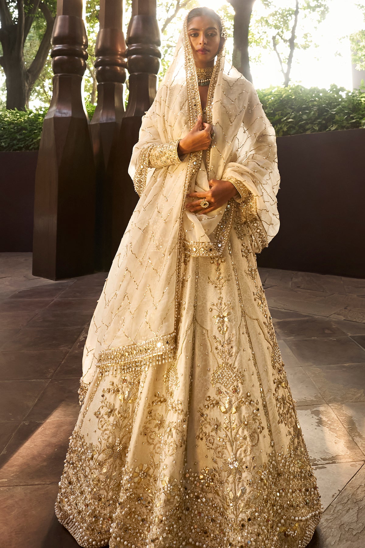 BEIGE  GOLD LEHENGA SET
