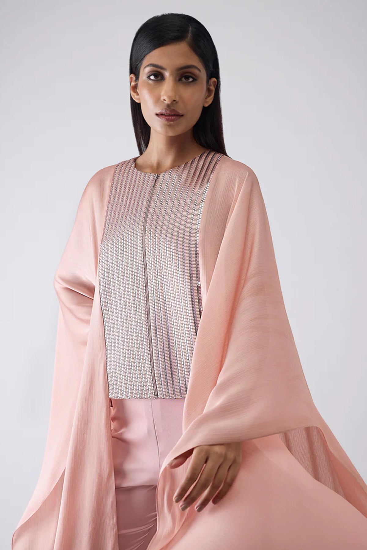 Woven Metallic Cape And Pants
