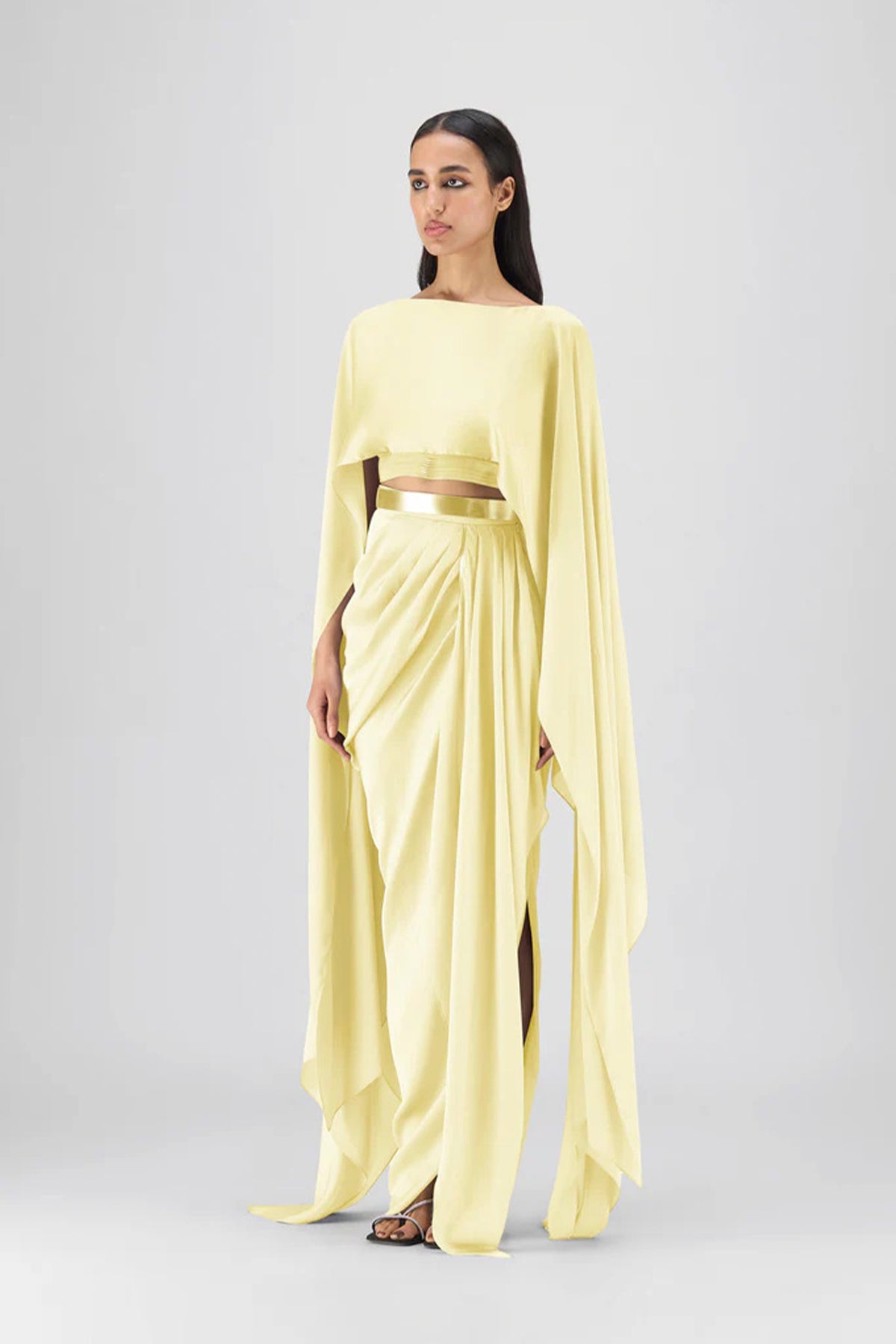 Metallic Fluid Cape And Skirt