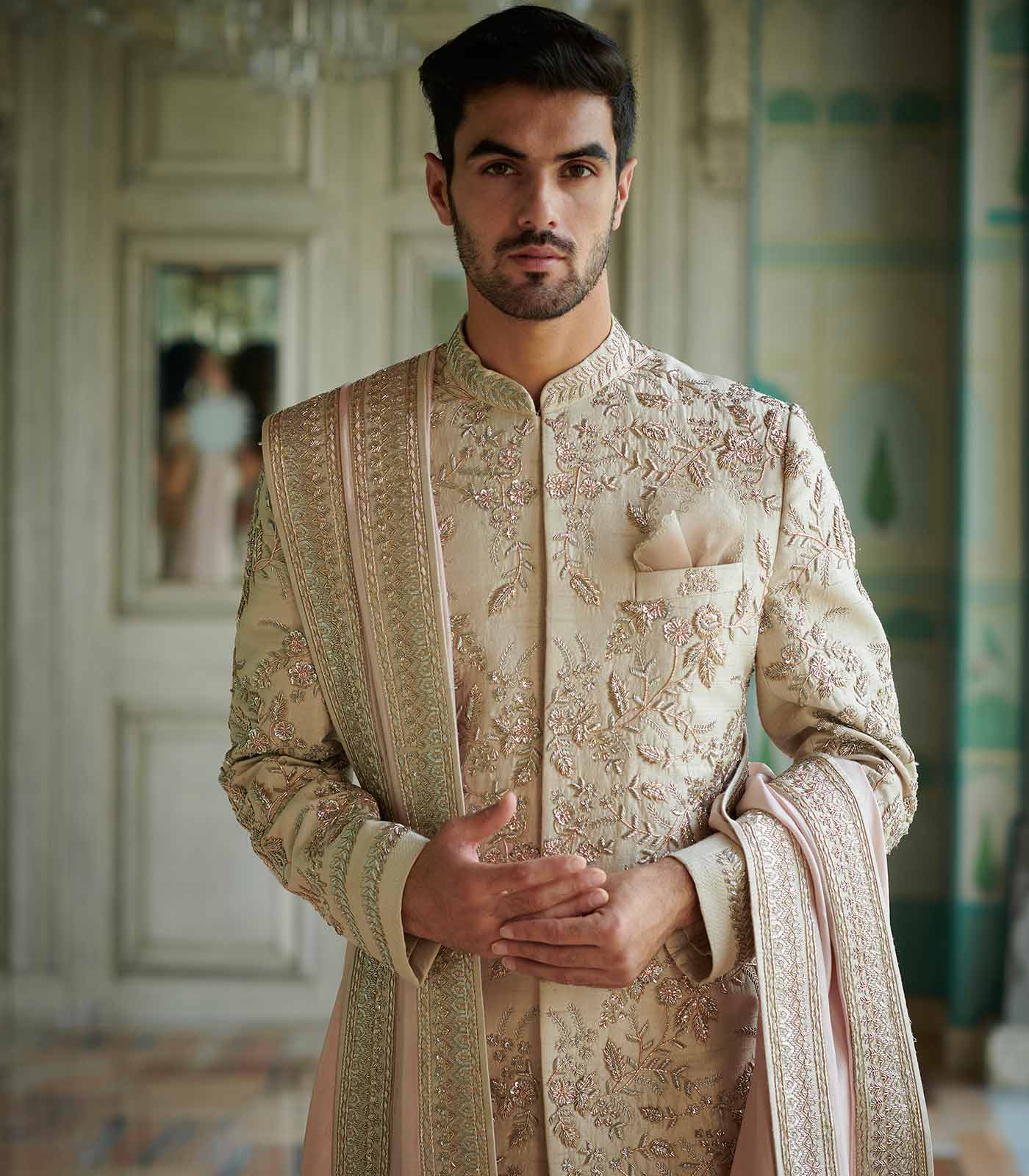 IVORY RAWSILK SHERWANI SET