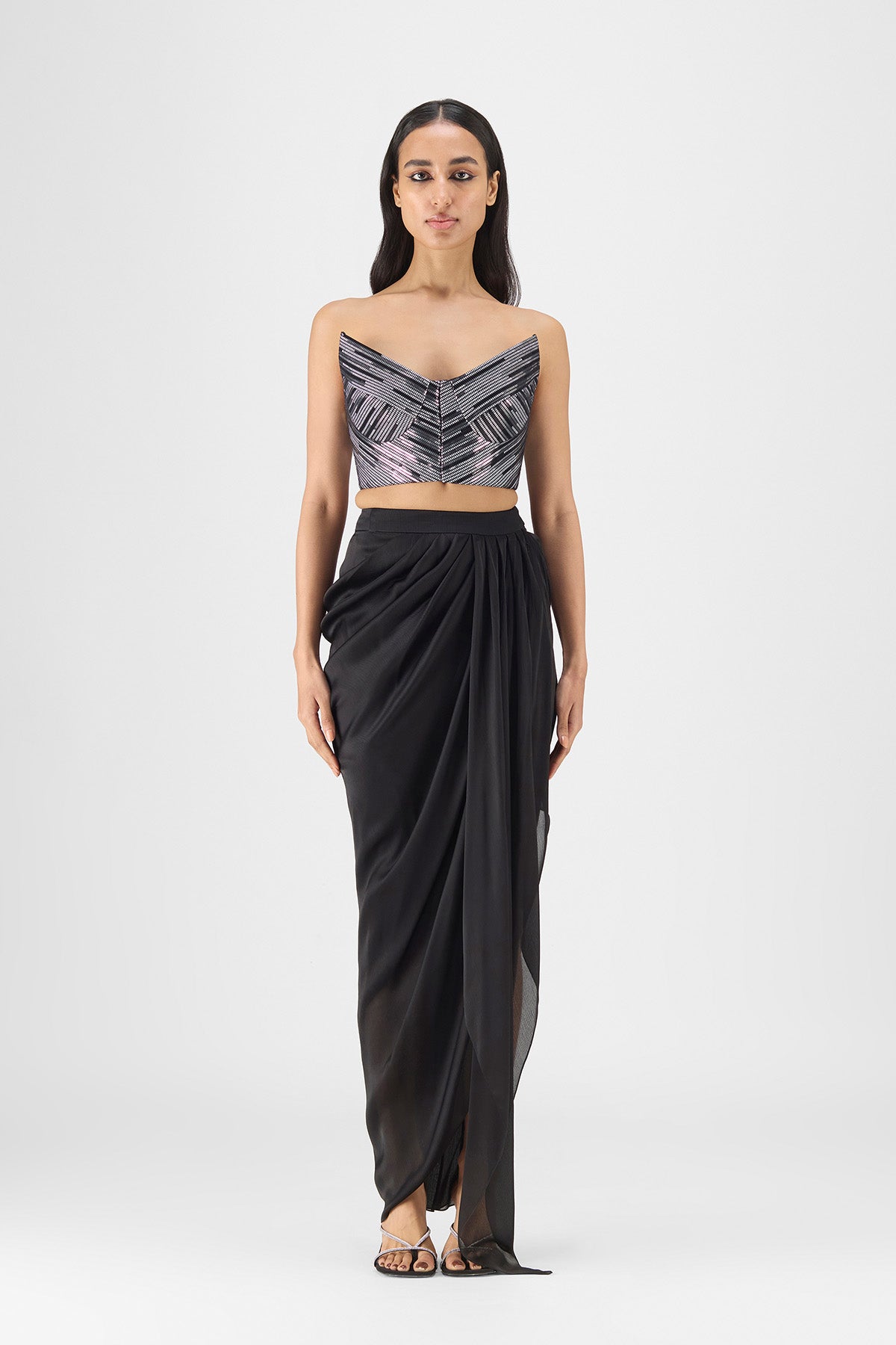 HAND WOVEN METALLIC SKIRT SET