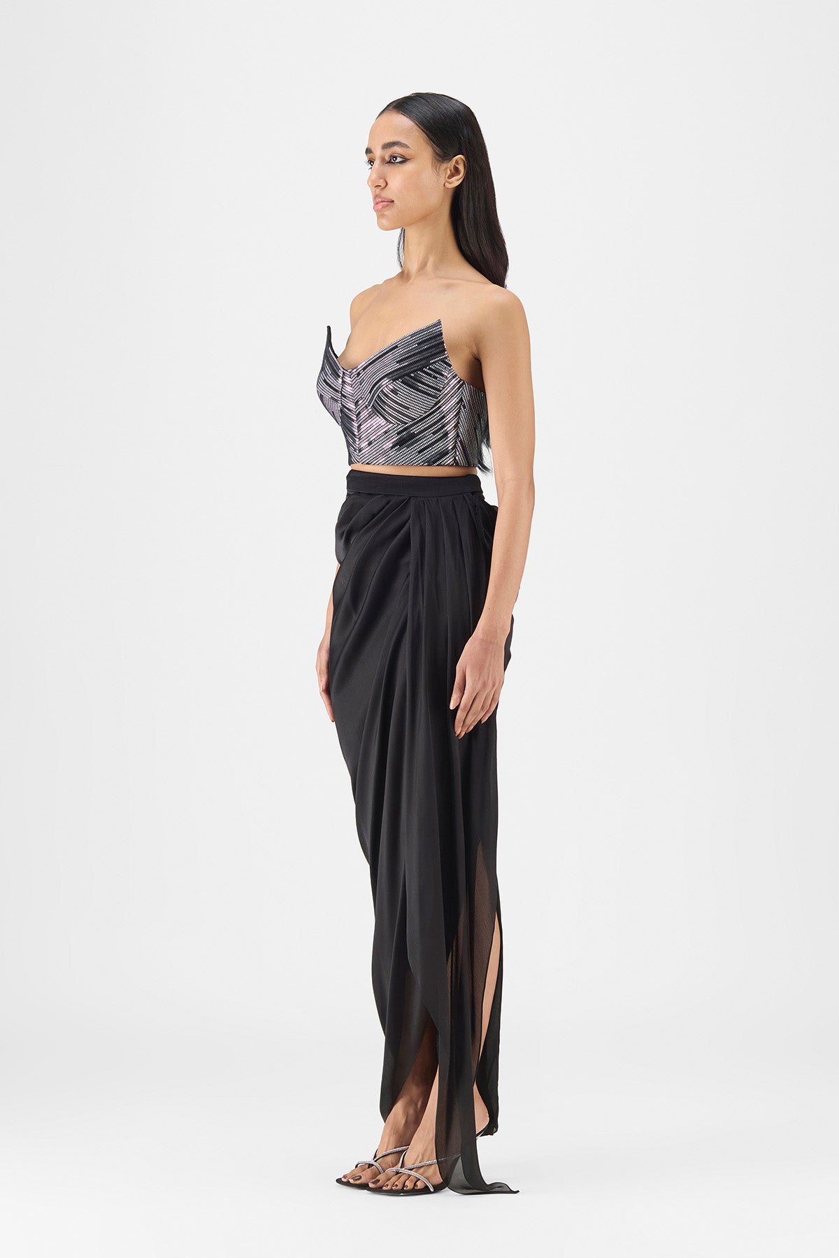 HAND WOVEN METALLIC SKIRT SET