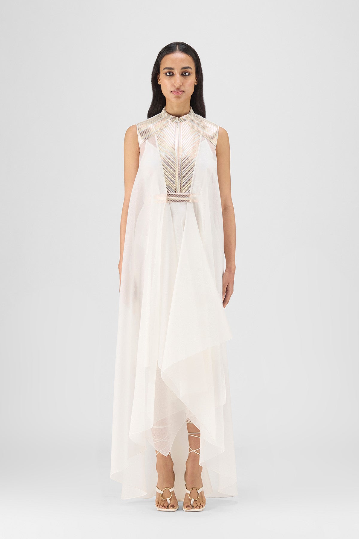 METALLIC PANELED DRESS