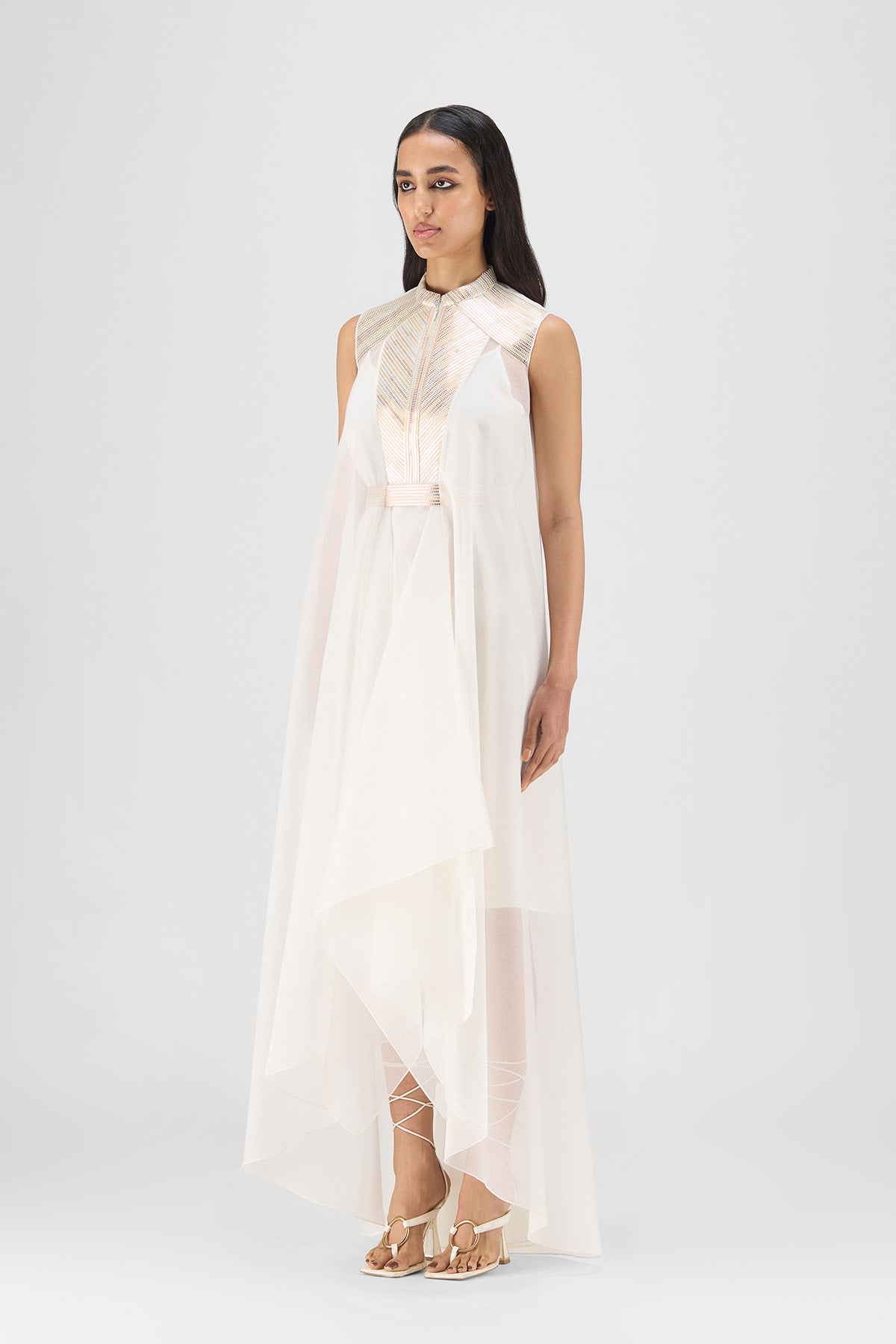 METALLIC PANELED DRESS