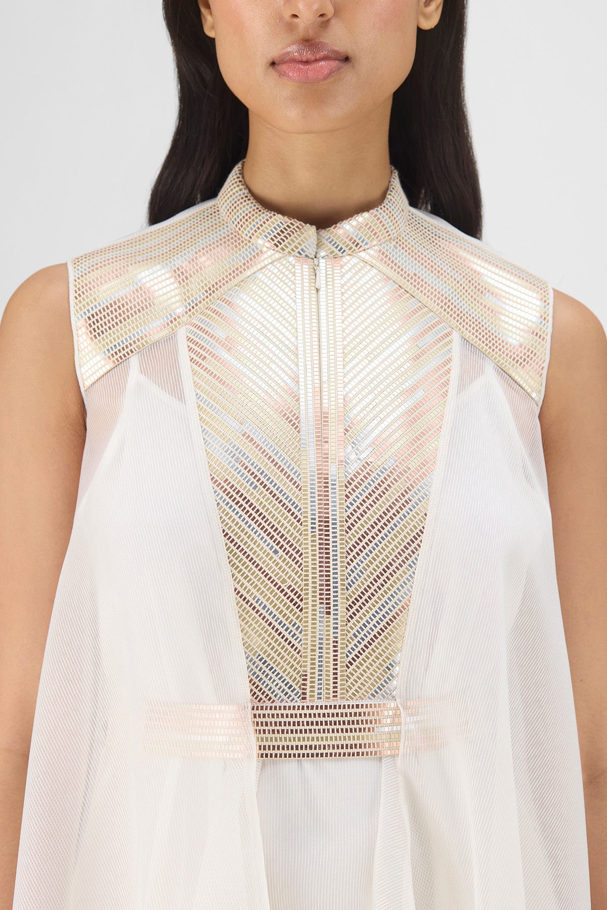 METALLIC PANELED DRESS