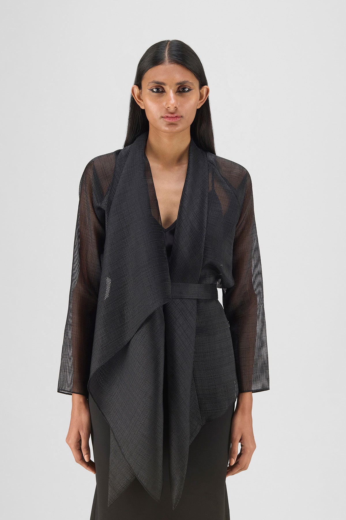 METALLIC DRAPED SHIRT