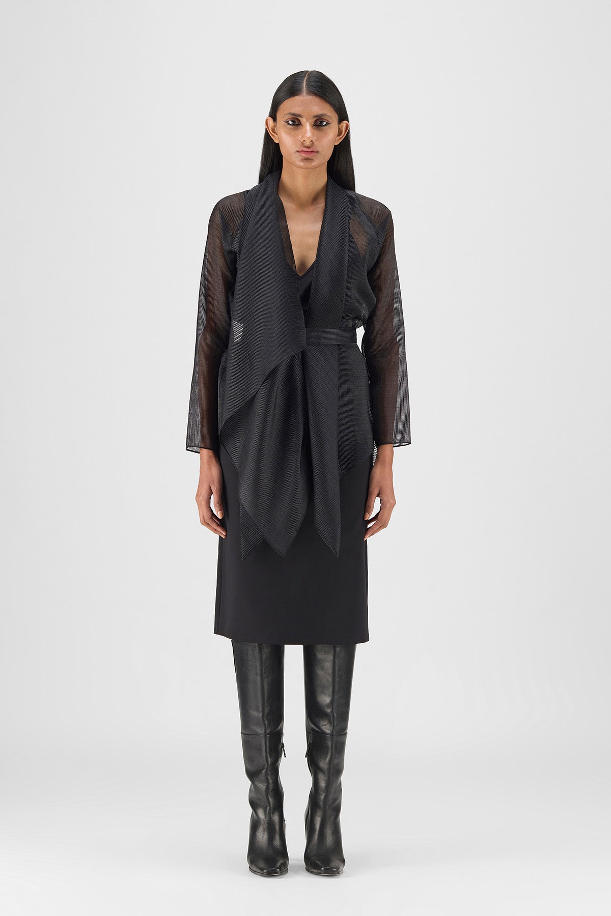 METALLIC DRAPED SHIRT