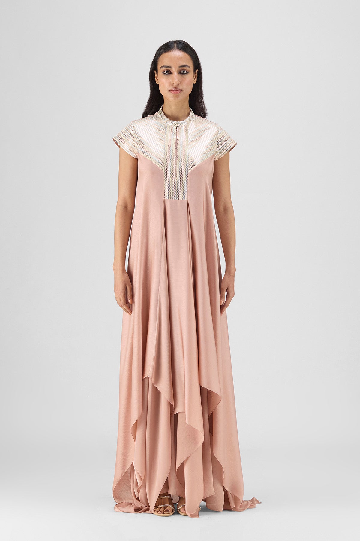 METALLIC PANELED DRESS