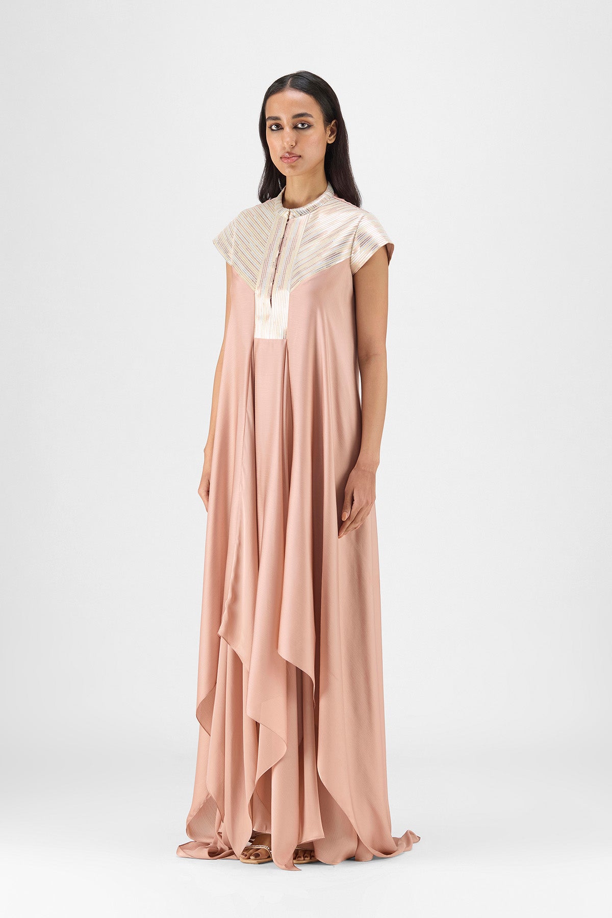 METALLIC PANELED DRESS