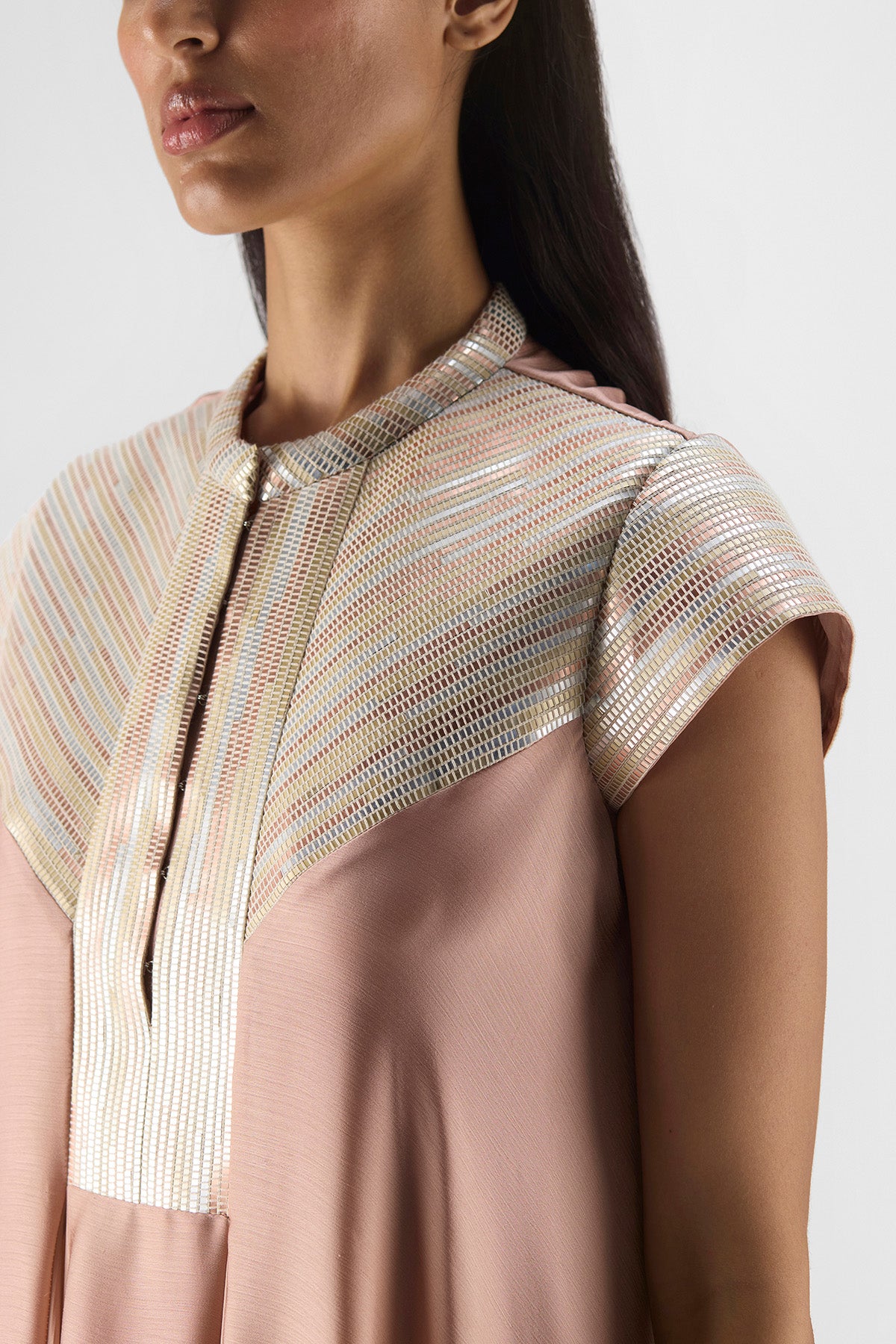 METALLIC PANELED DRESS