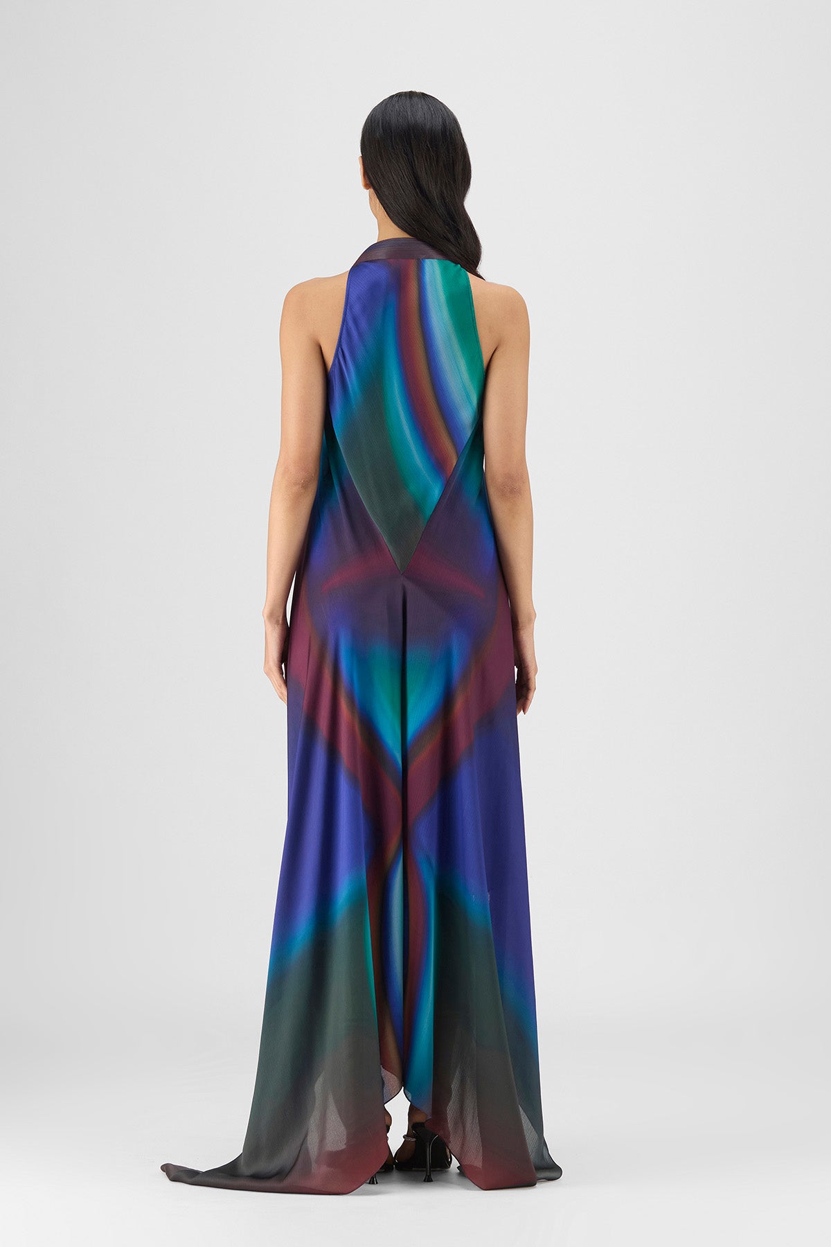 PLEATED WATERCOLOR FLUID DRESS