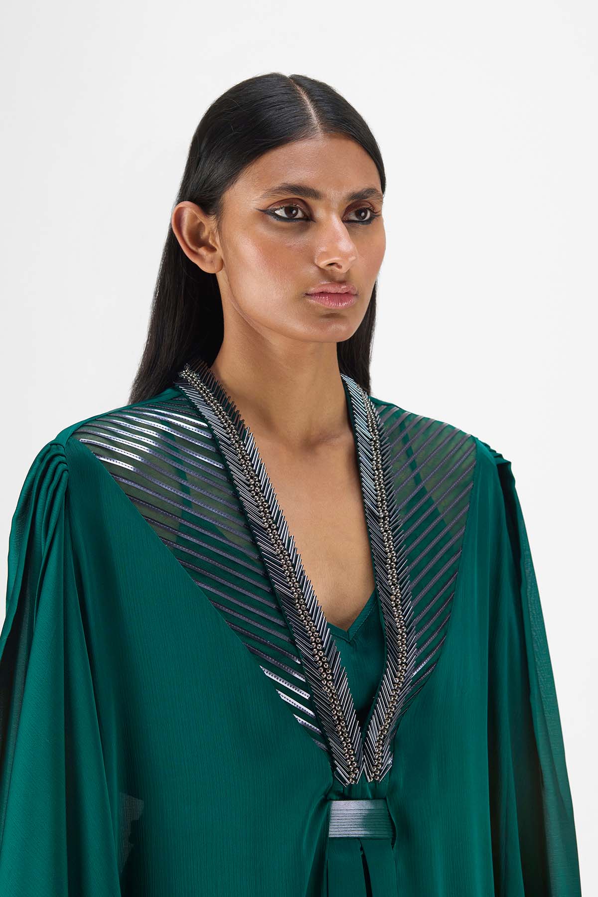 BEADED METALLIC STRUCTURED CAPE