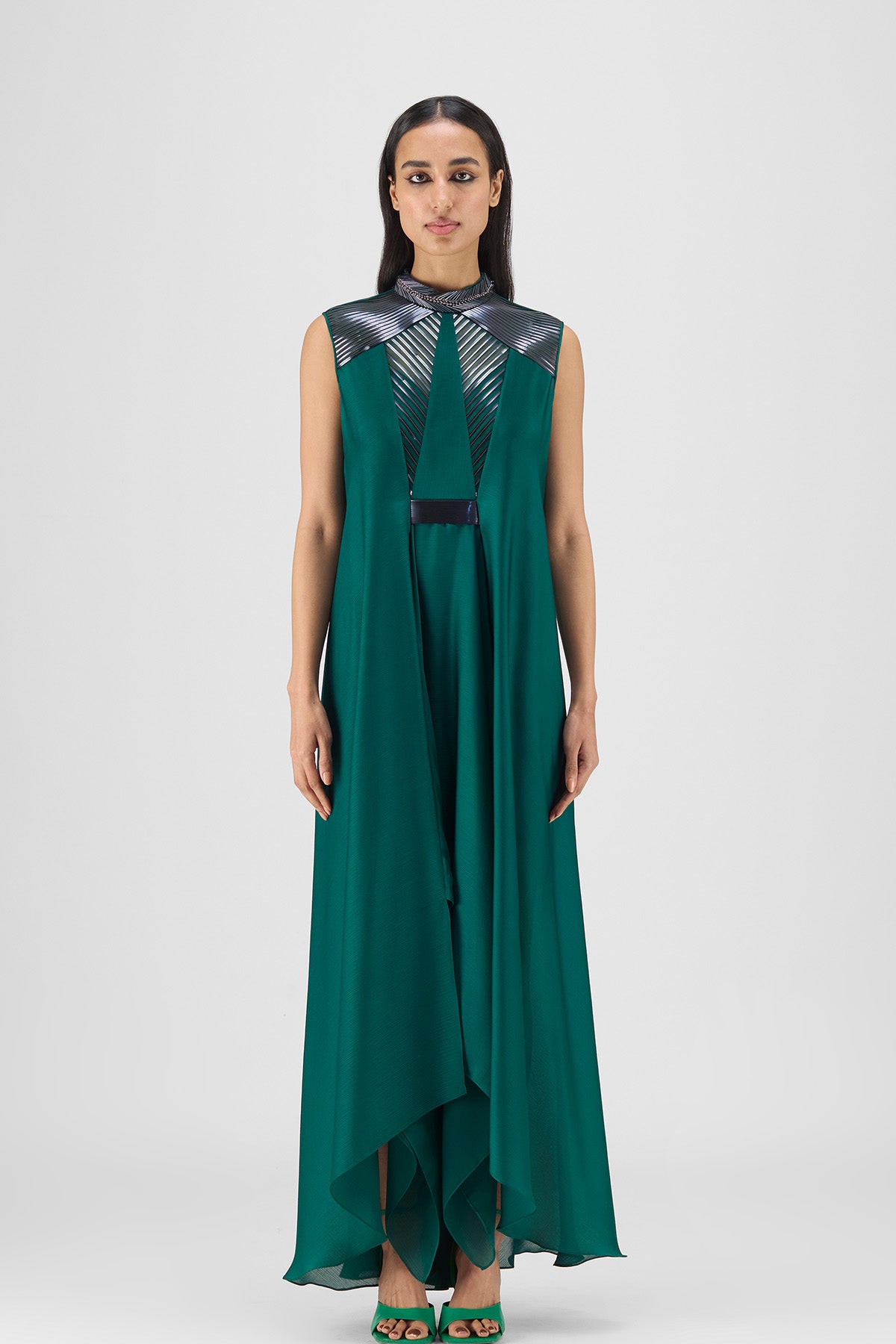 BEADED METALLIC PANELED DRESS BEADED METALLIC PANELED DRESS