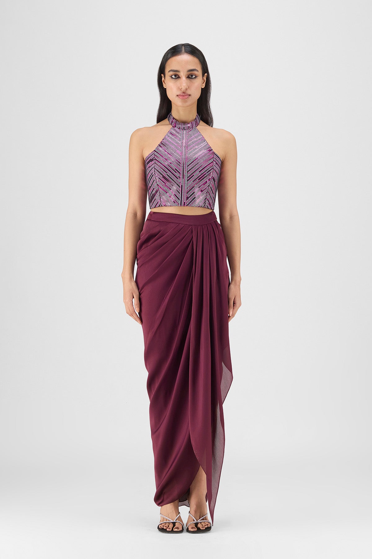 WOVEN METALLIC SKIRT SET
