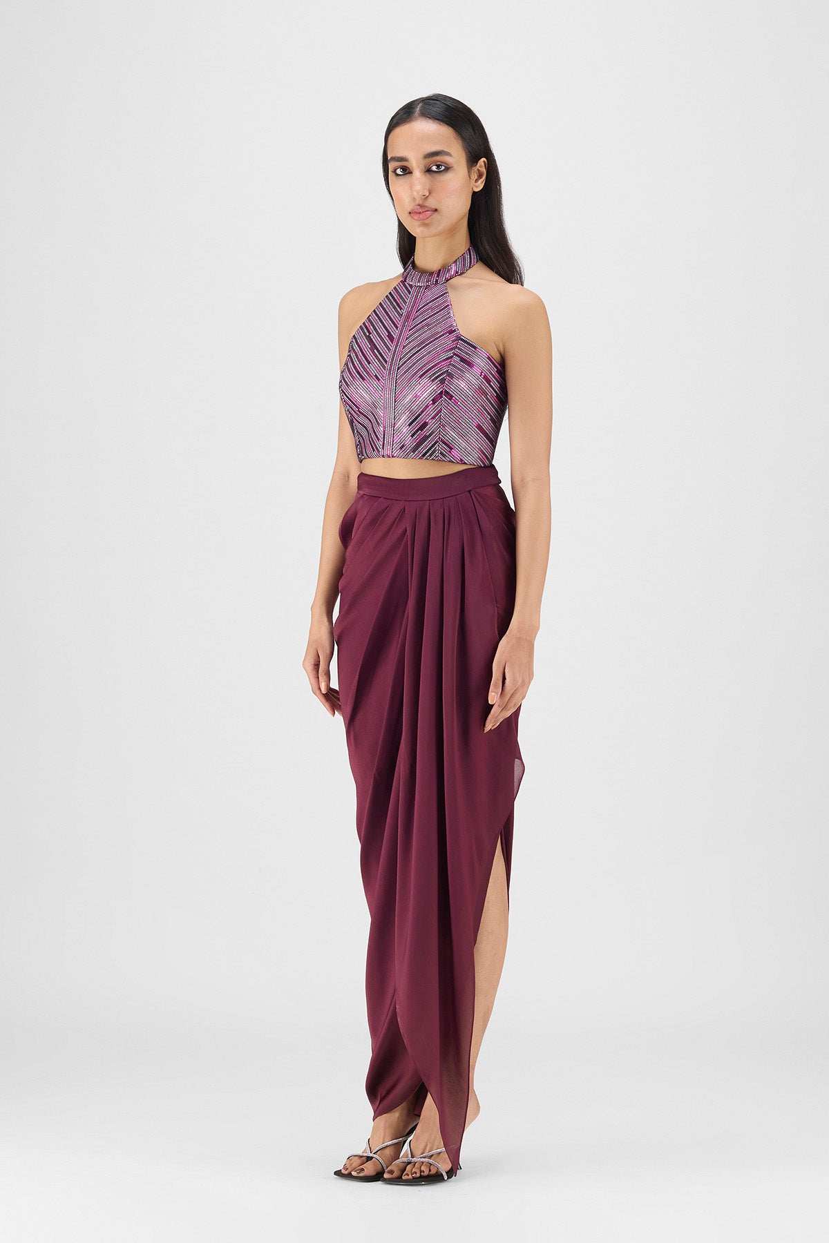 WOVEN METALLIC SKIRT SET