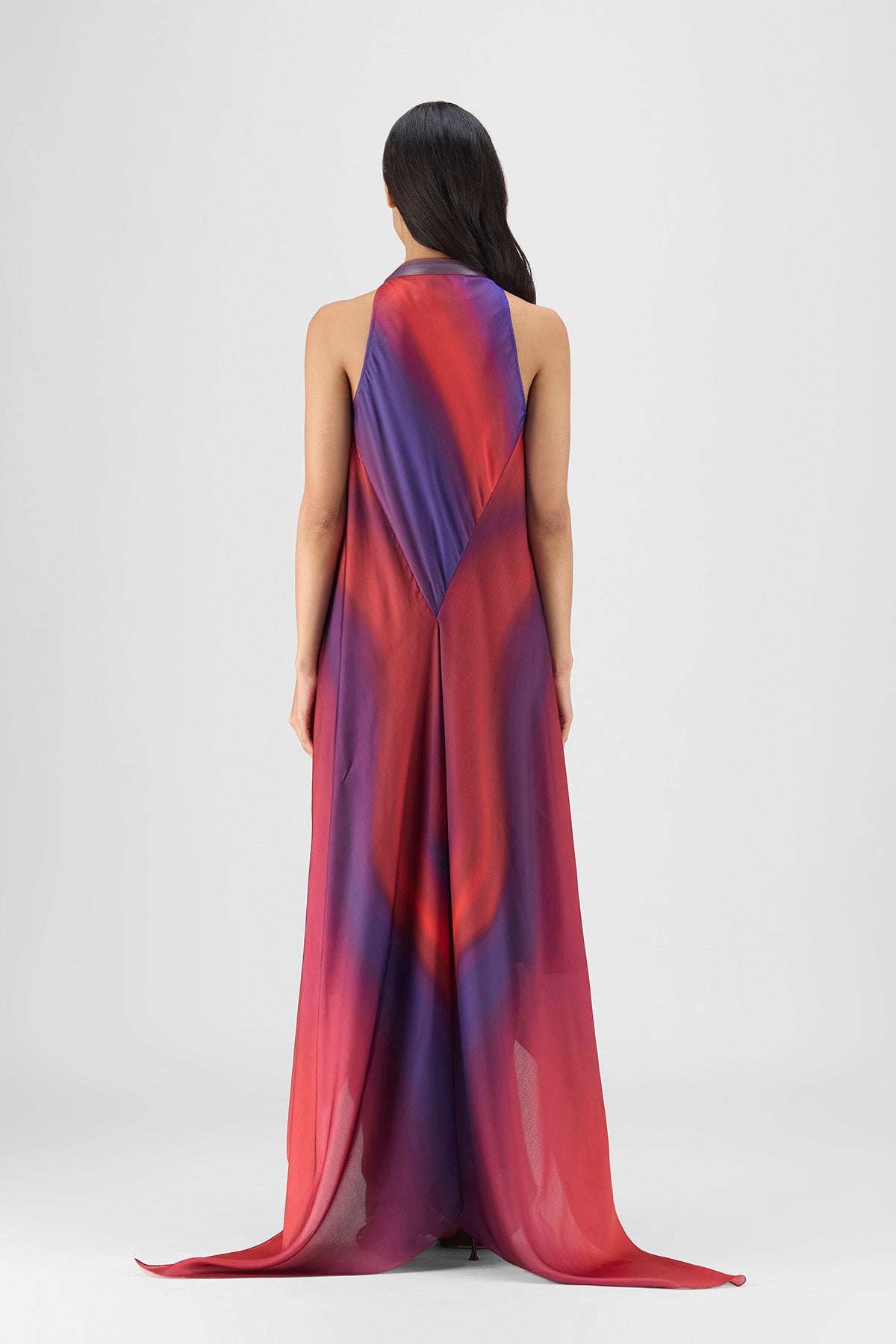 PLEATED WATERCOLOR FLUID DRESS
