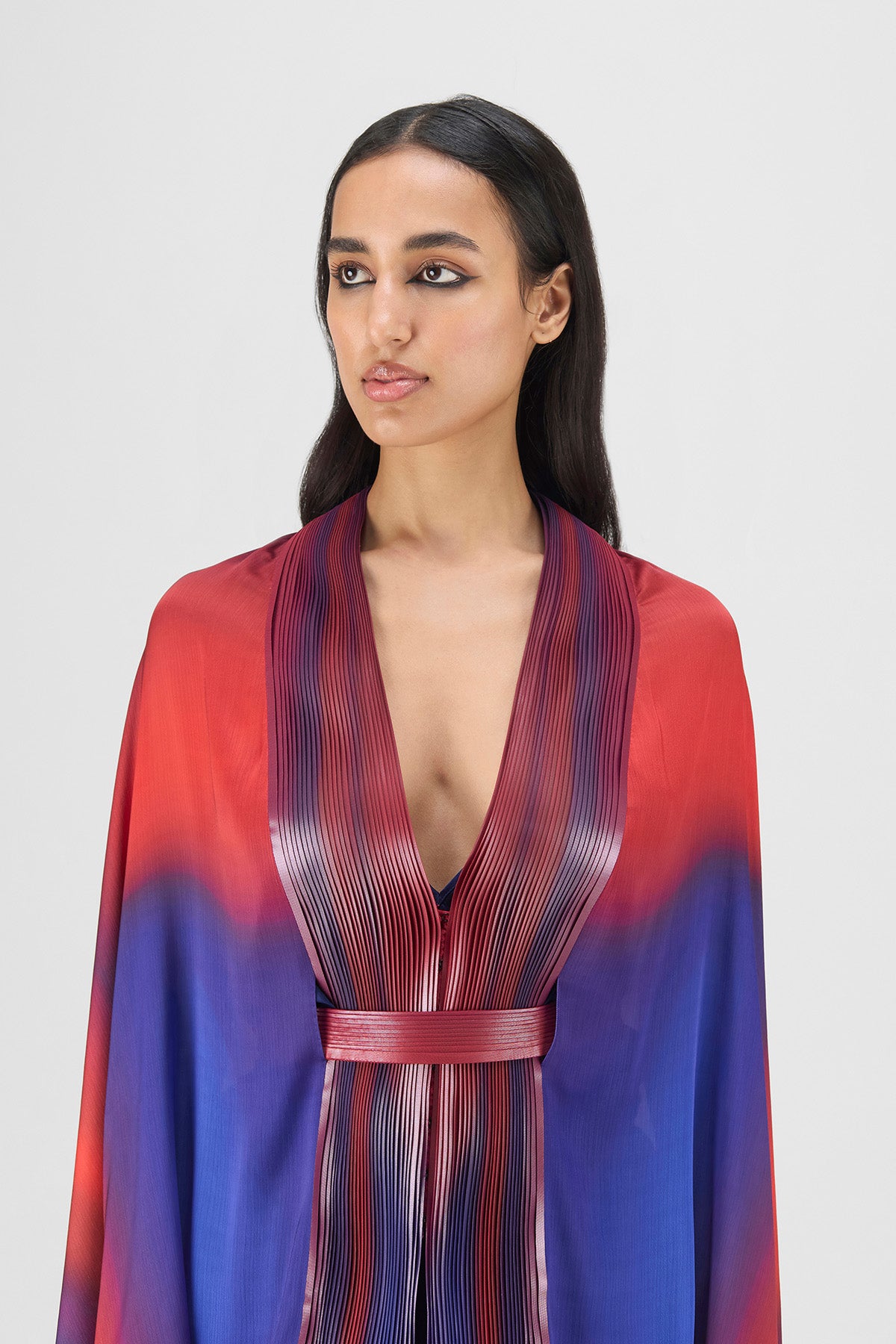 METALLIC WATERCOLOR STRUCTURED CAPE.