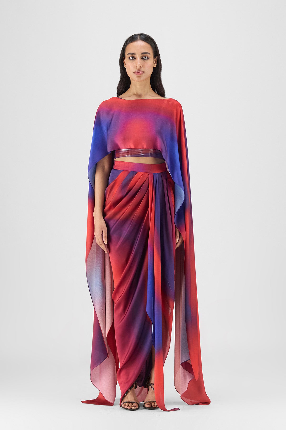 METALLIC WATERCOLOR CAPE AND SKIRT