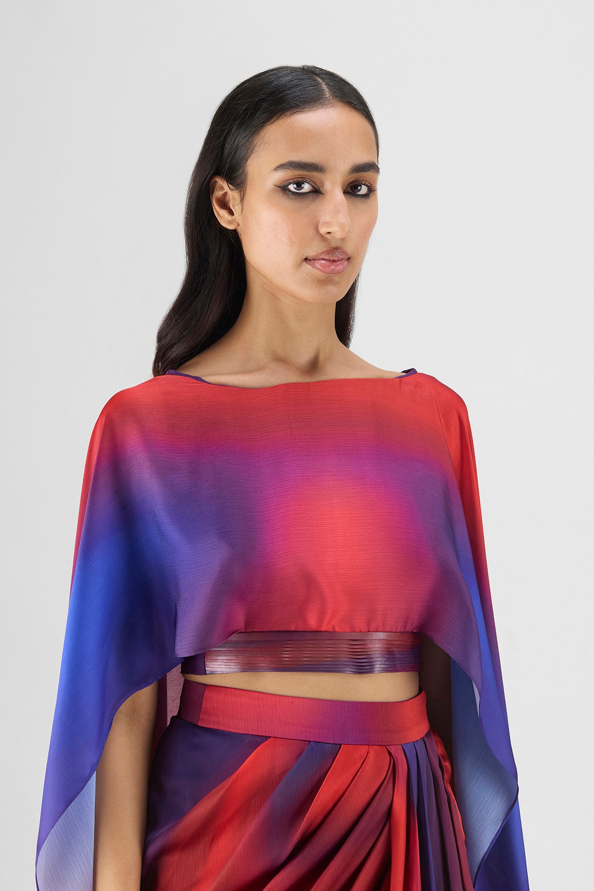 METALLIC WATERCOLOR CAPE AND SKIRT