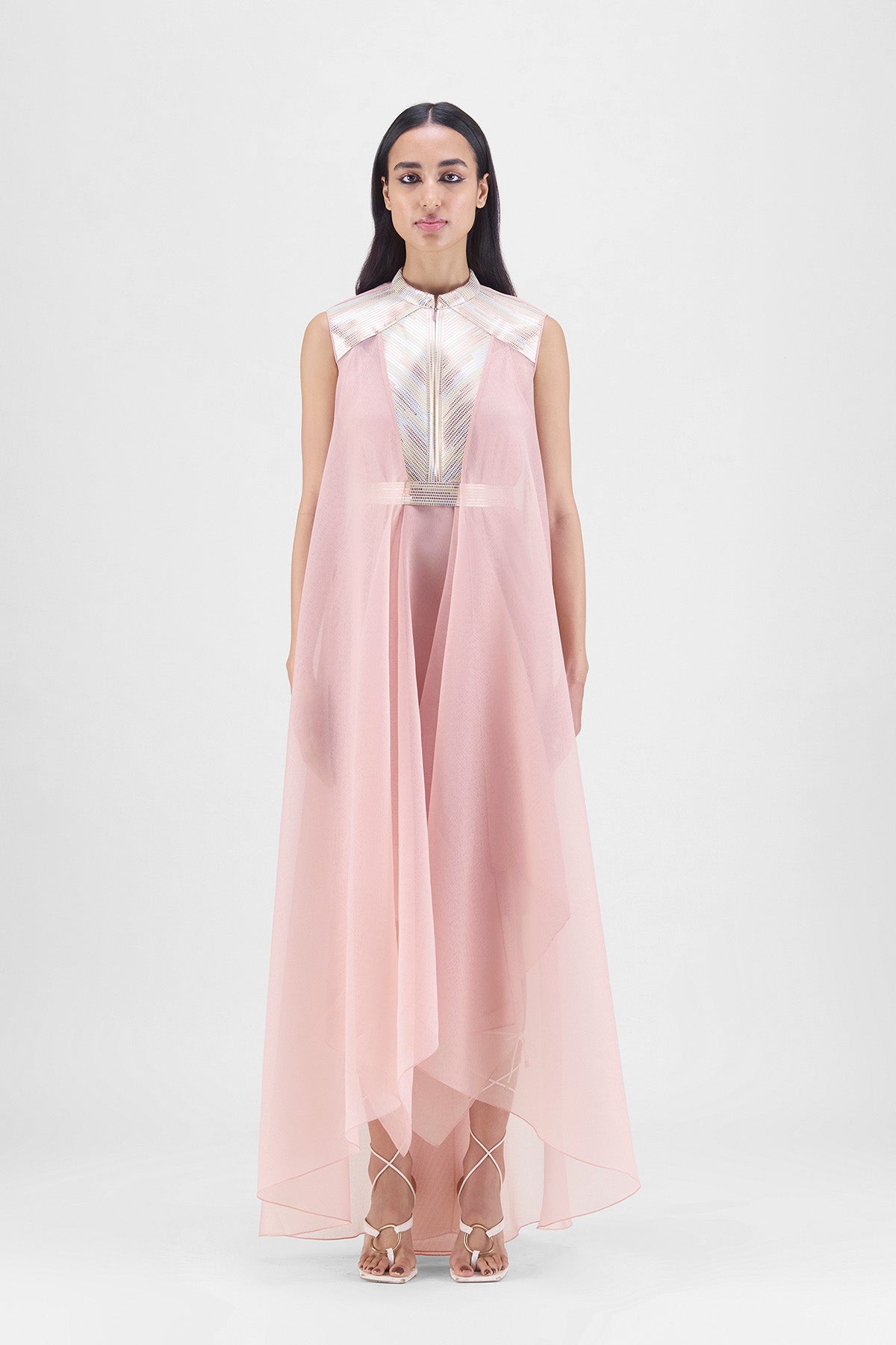 METALLIC PANELED DRESS