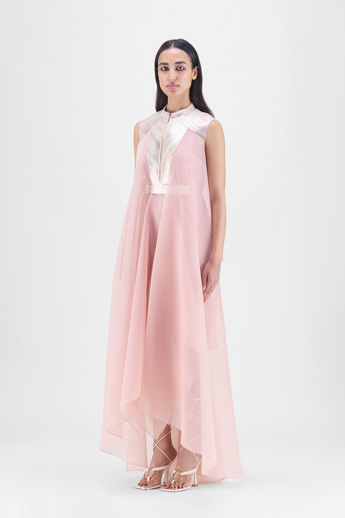 METALLIC PANELED DRESS