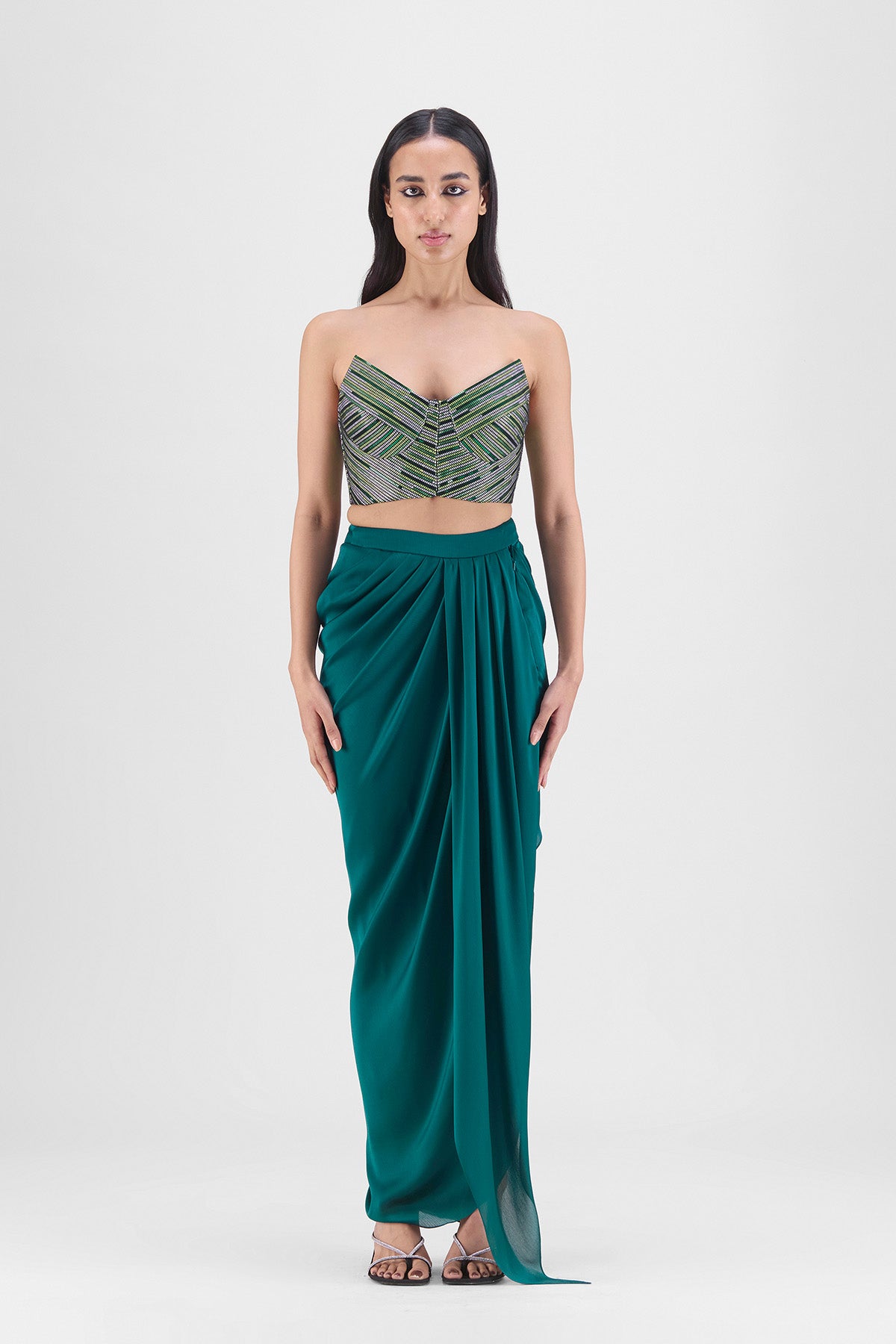 HAND WOVEN METALLIC SKIRT SET